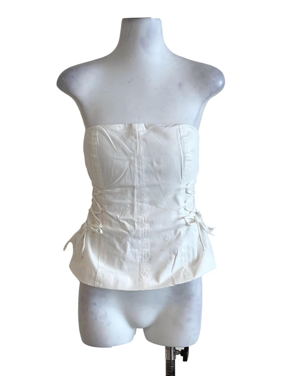 White Nasha Lace Up Tube Padded Top
