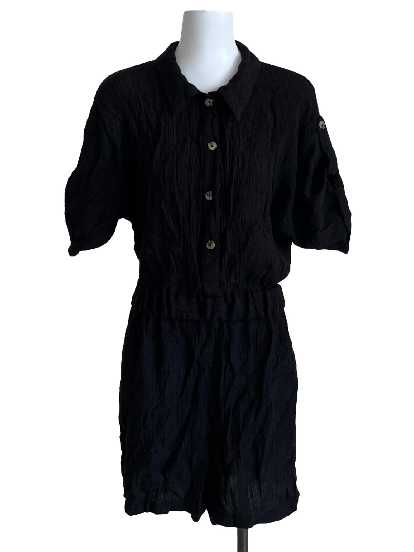 Black Wing Collar Romper