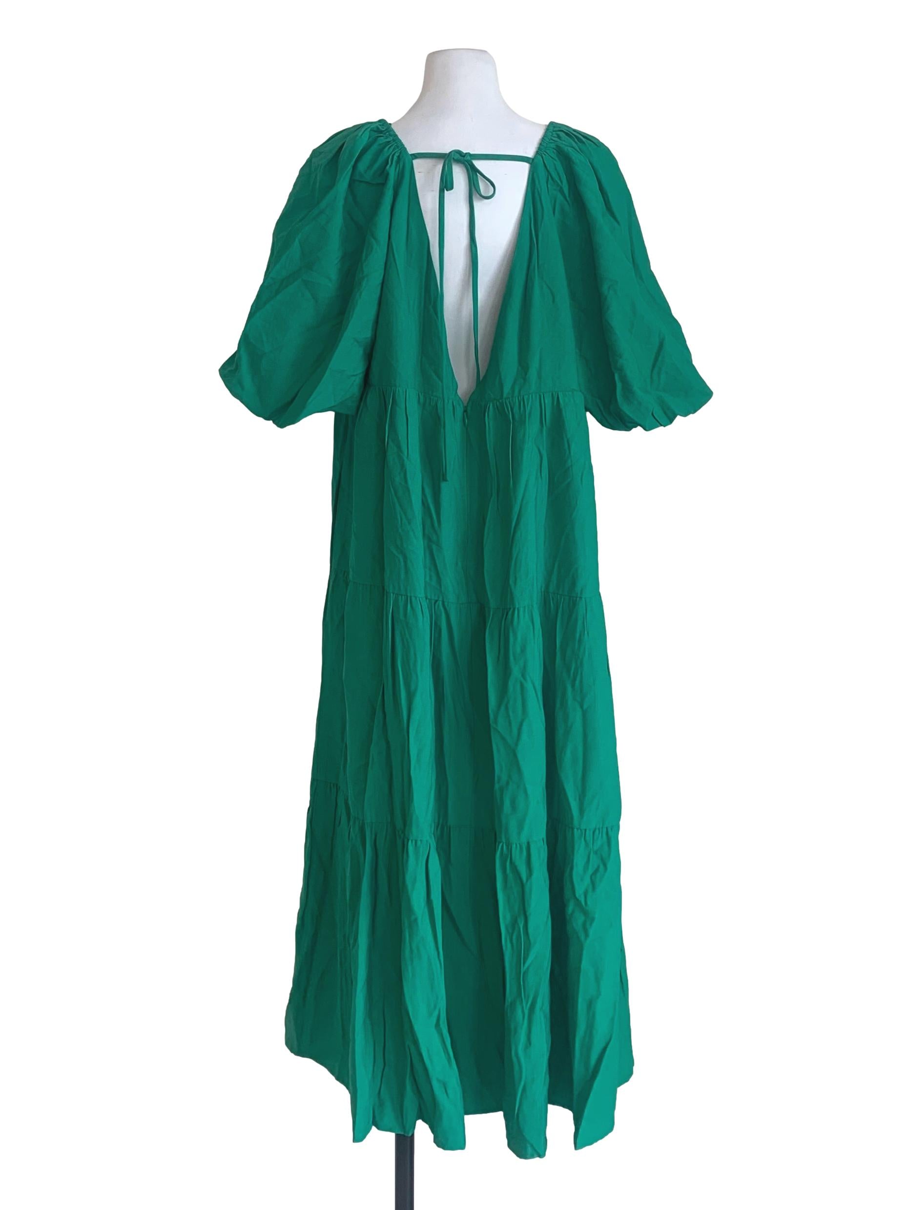 Fern Green Deep V Neck Dress LB