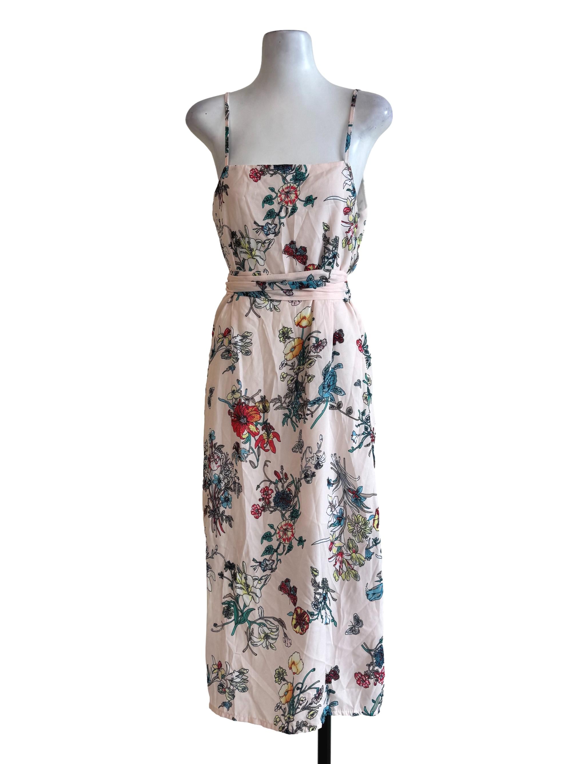 Pale Peach With Multicolor Prints Dress