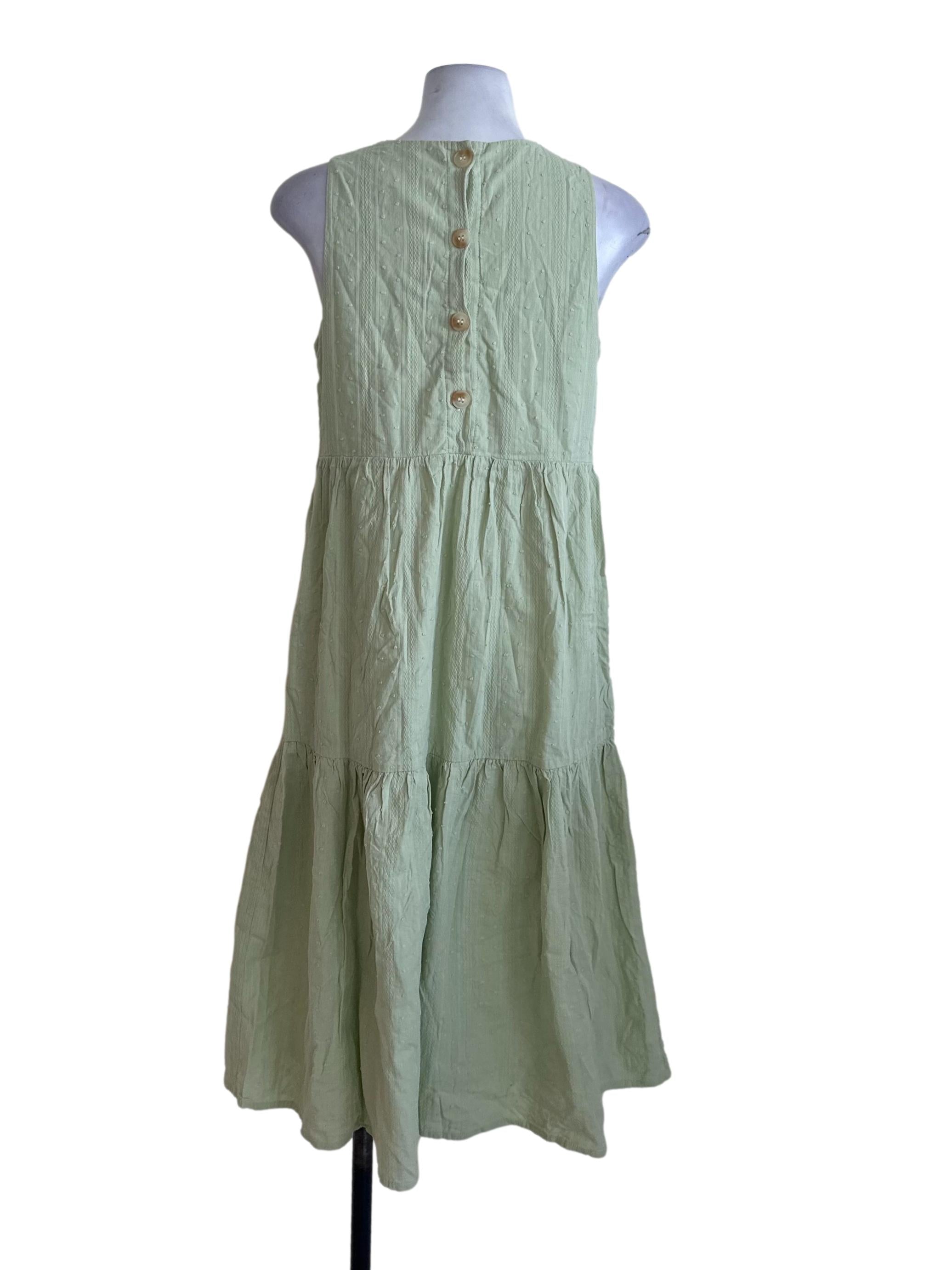 Light Green Textured Tiered Dress