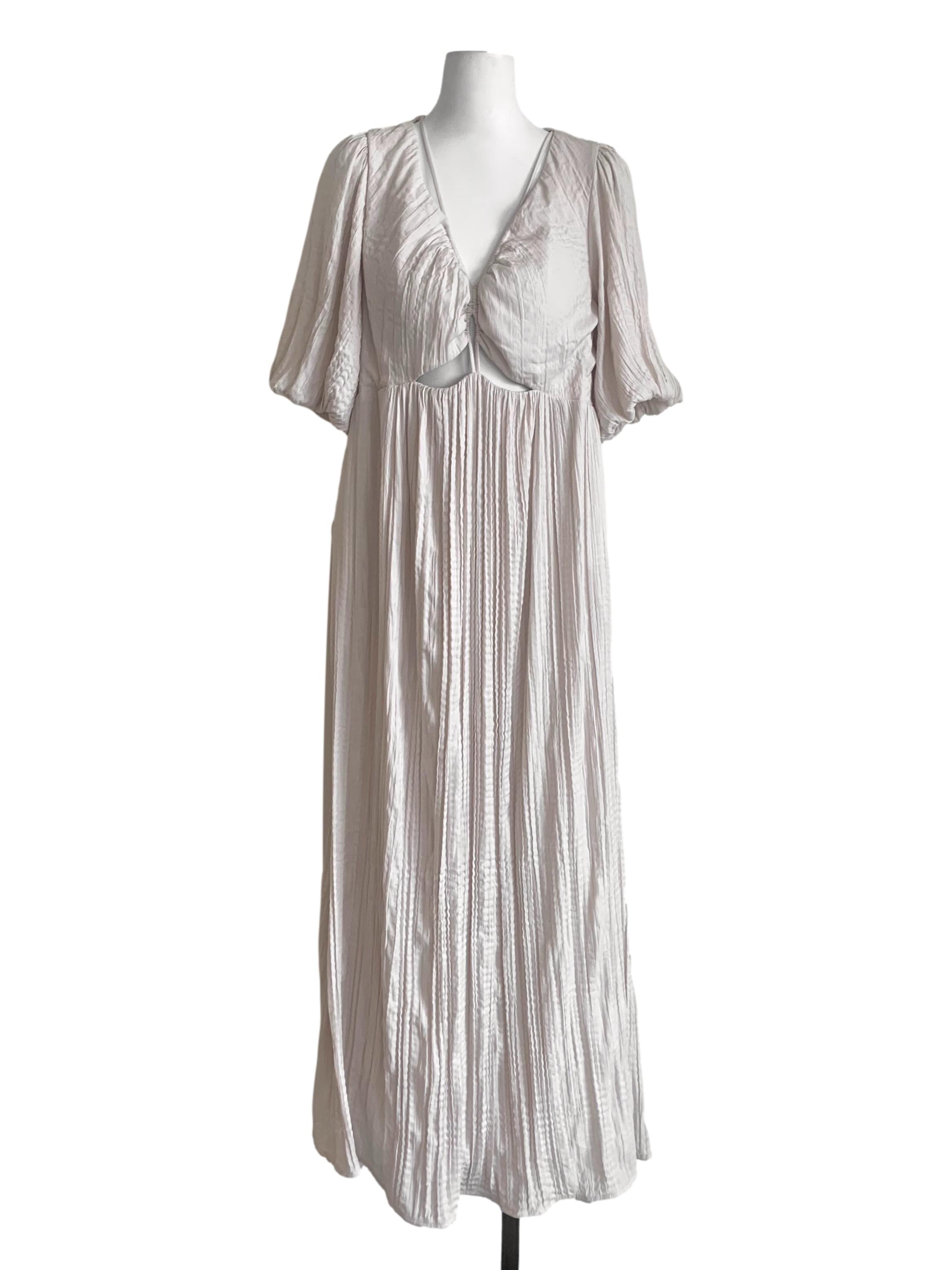 Parchment White Textured Empire  Dress LB