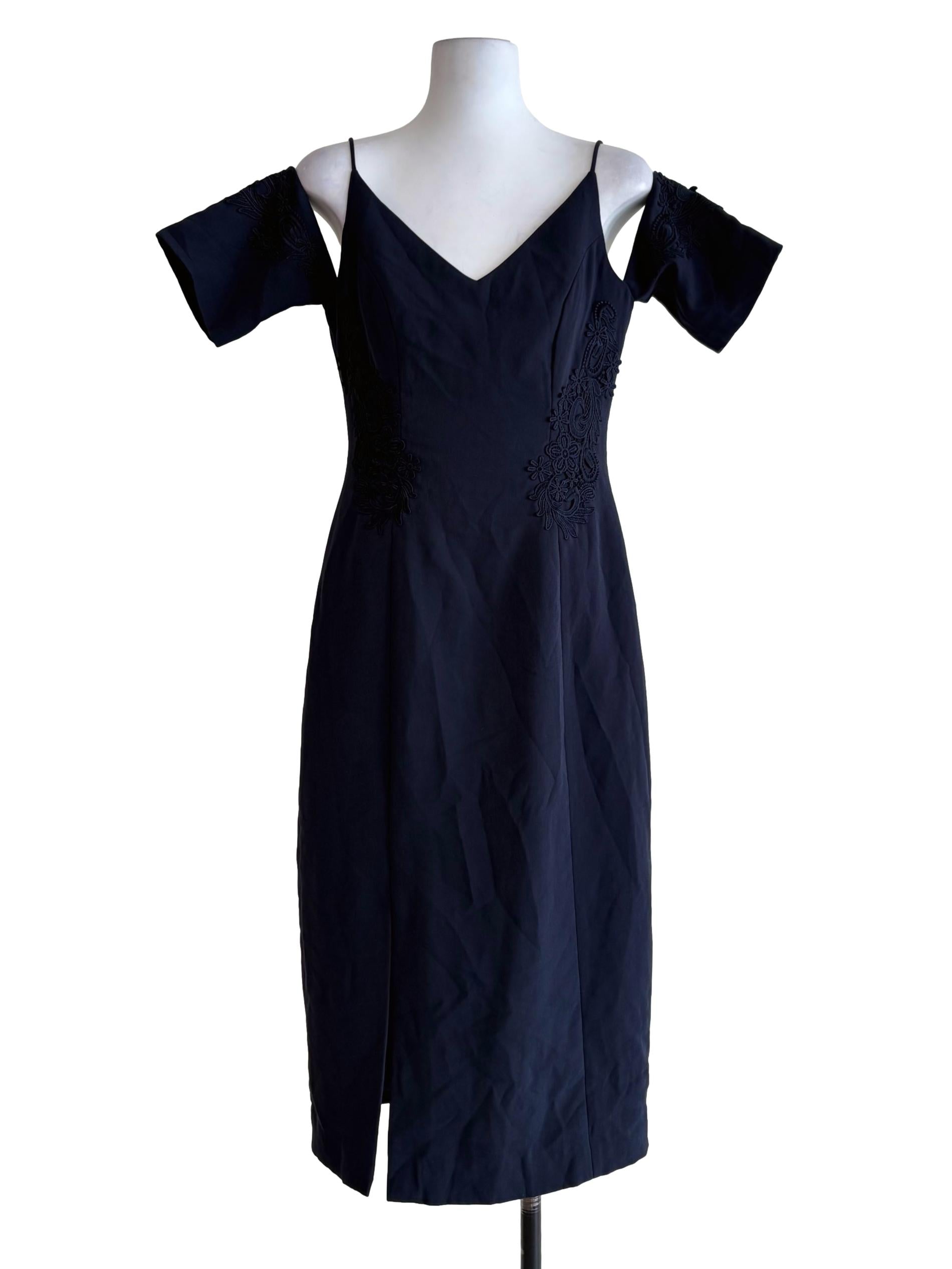 Midnight Blue Embroidered Sheath Dress