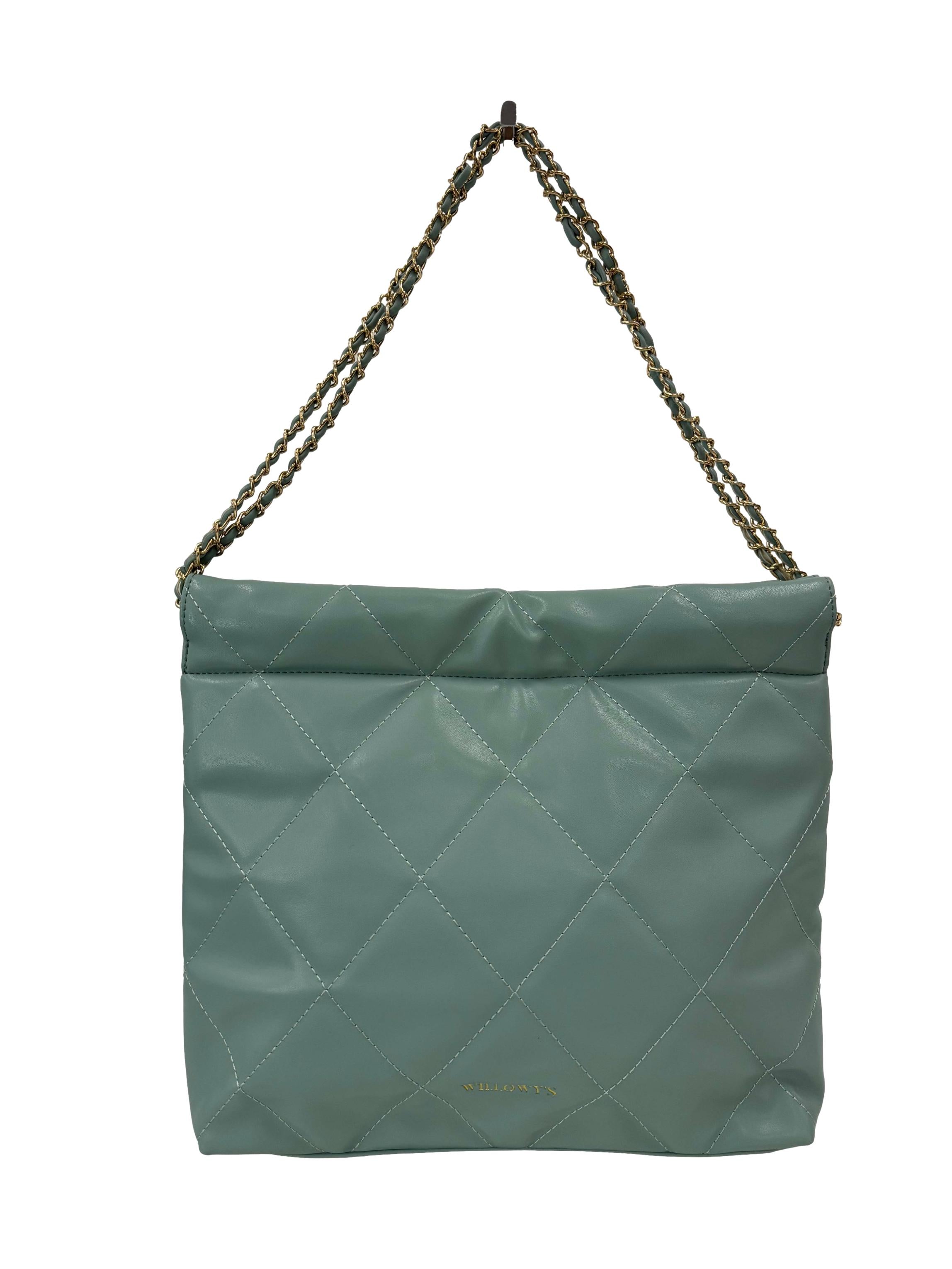 Teal Green Quilted Double Chain
