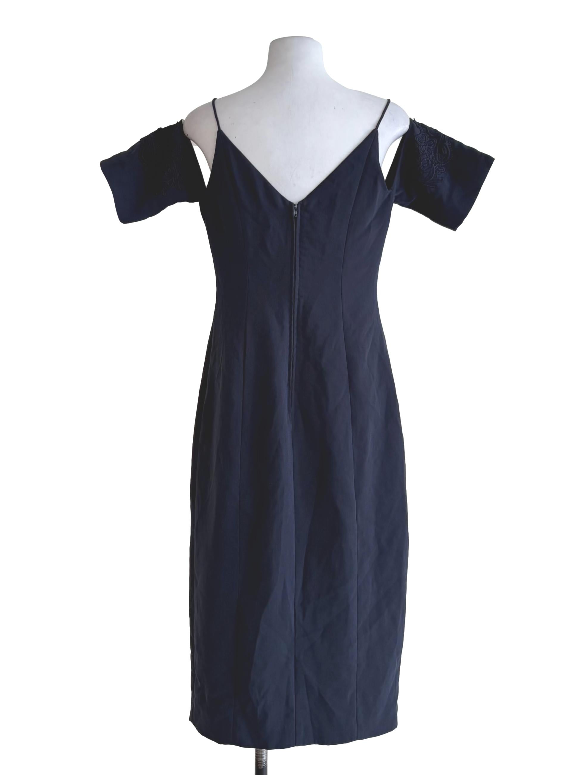 Midnight Blue Embroidered Sheath Dress