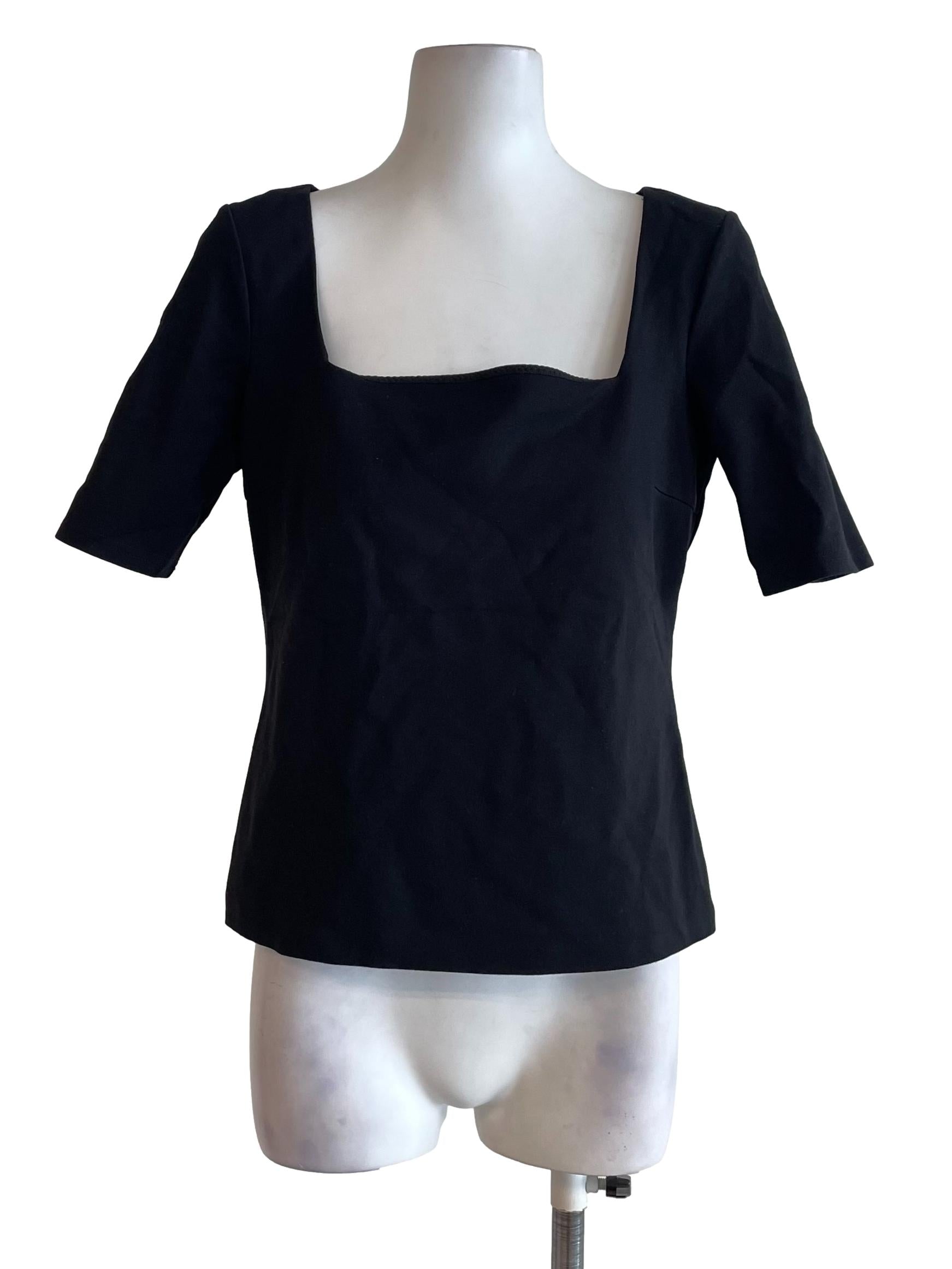 Black Square Neck Fit Top
