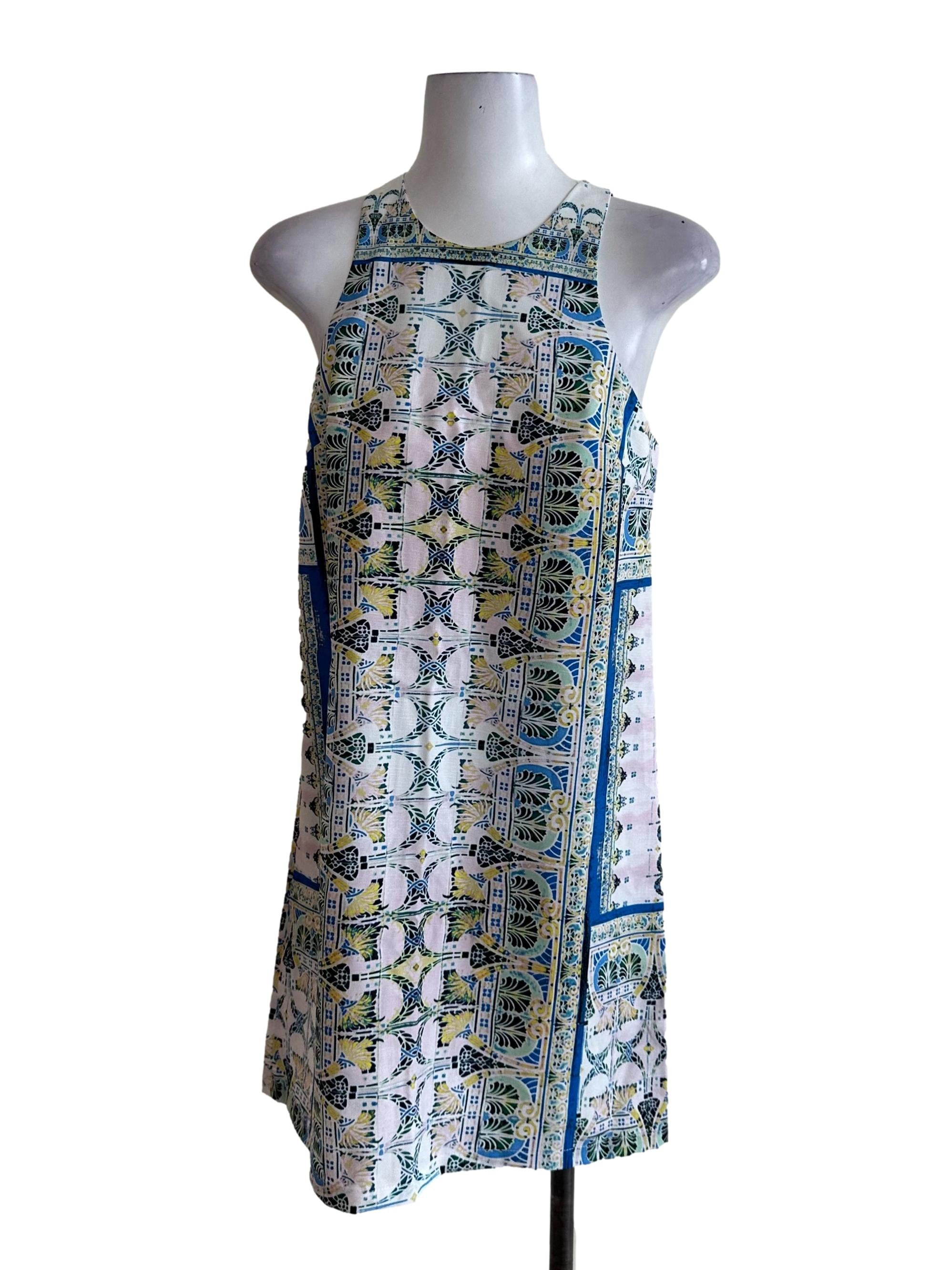 Multicolour Abstract Pattern Round Neck Dress