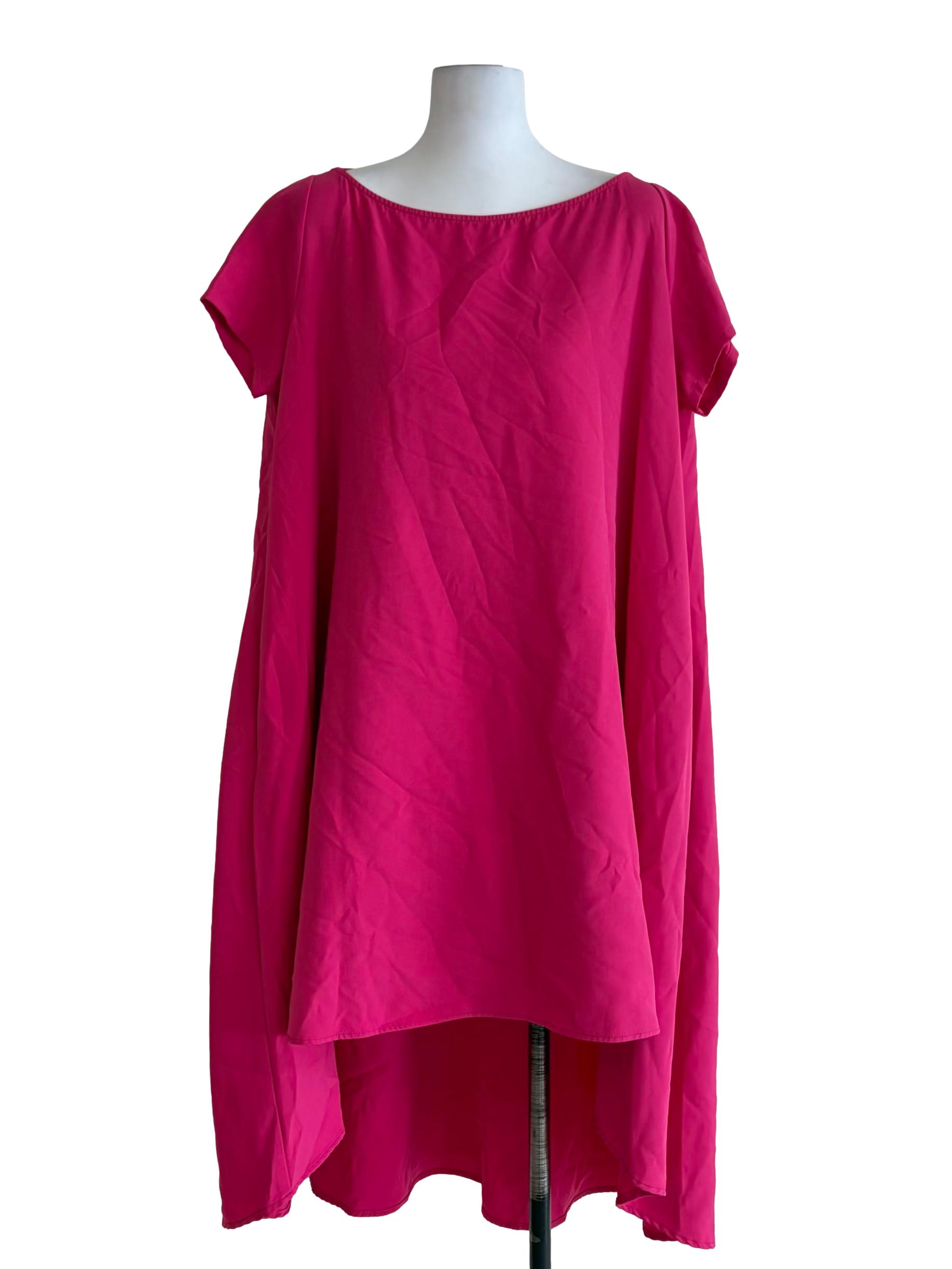 Fuchsia Pink High-Low Swing Dress
