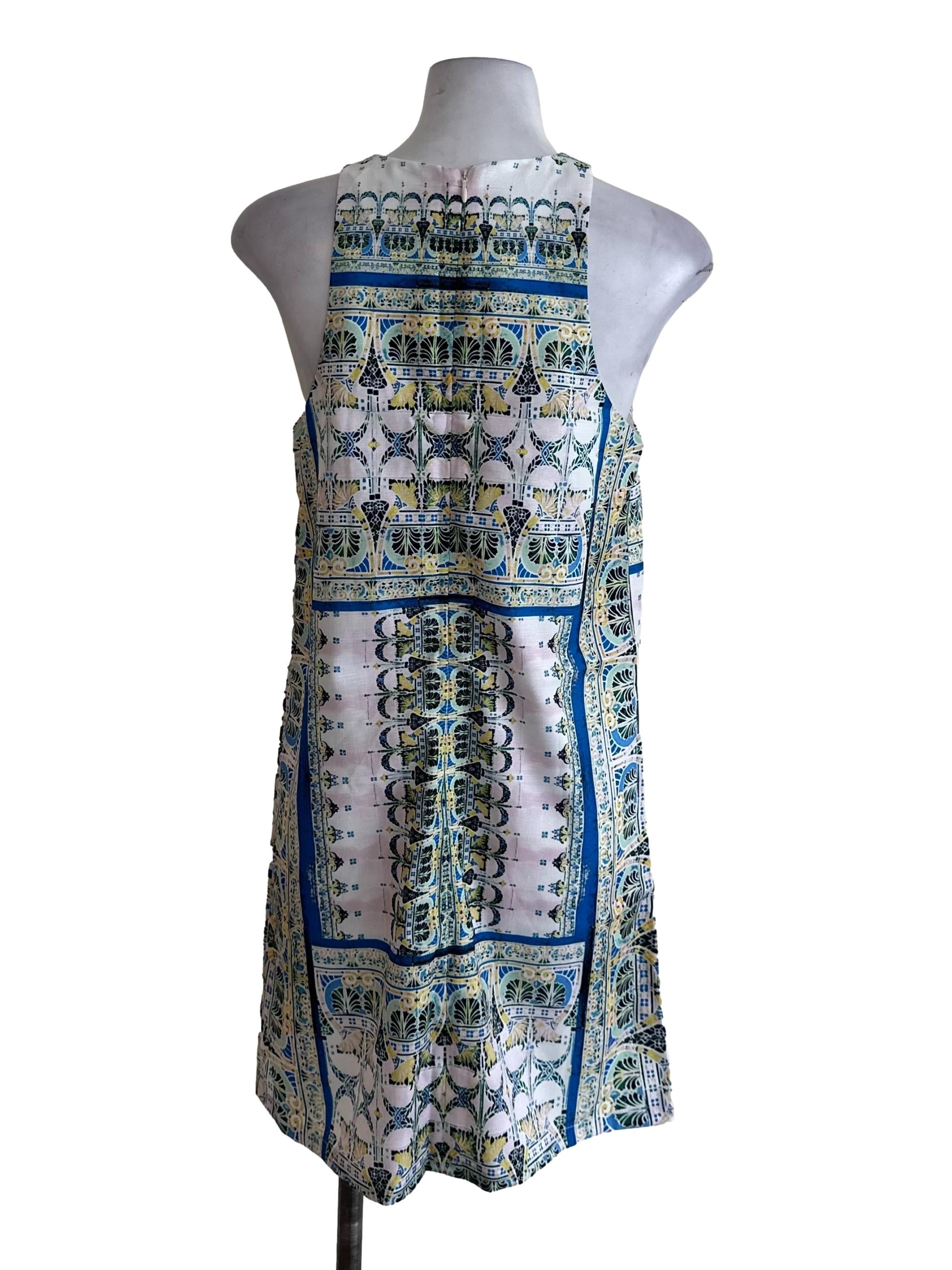 Multicolour Abstract Pattern Round Neck Dress