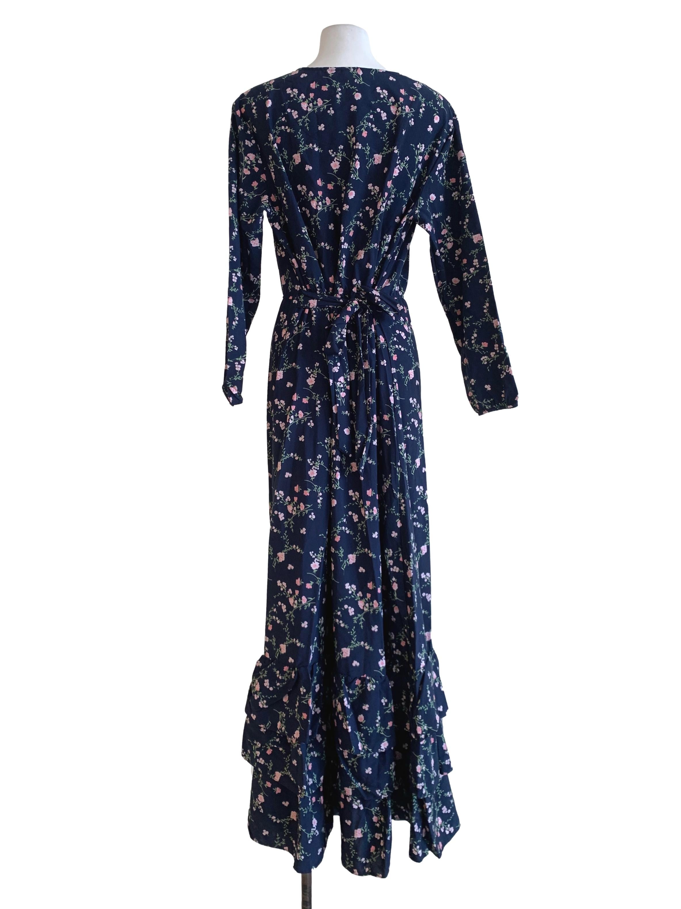 Navy Floral Empire Dress