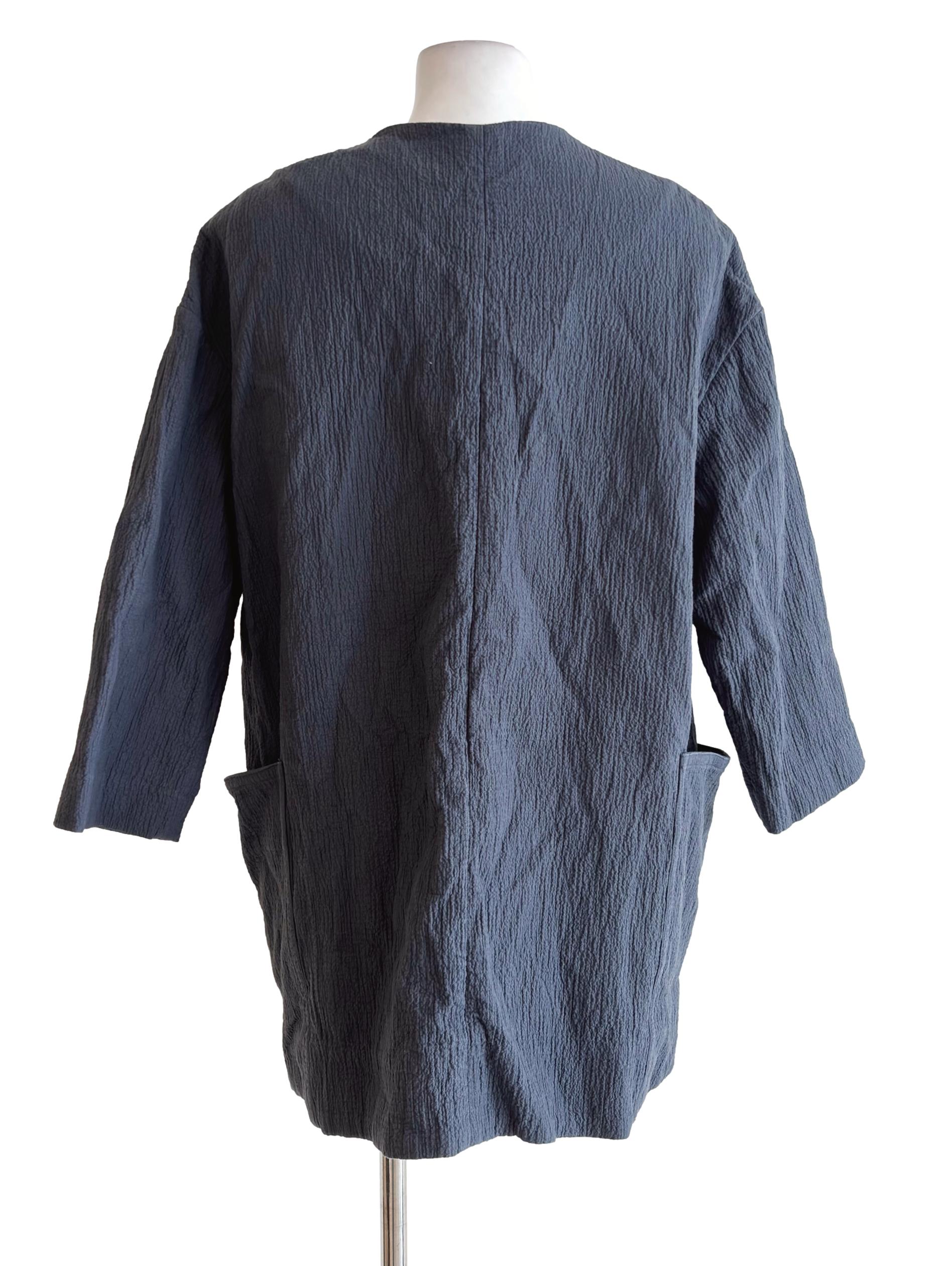 Slate Grey Pocket Detail Long Jacket