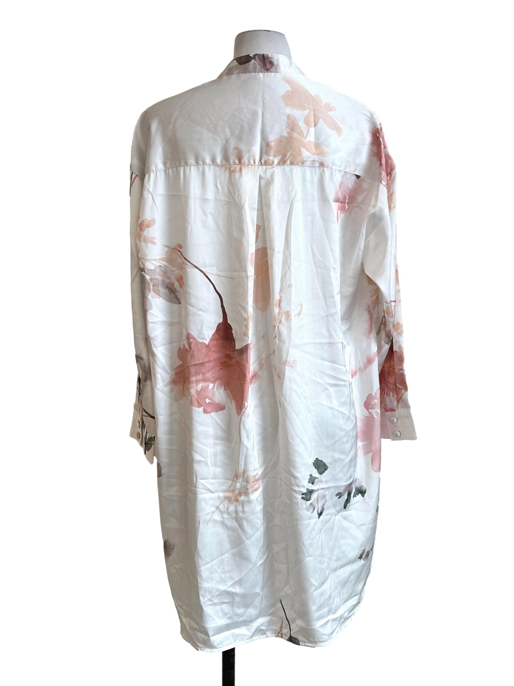Porcelain White Flower Printed Blouse