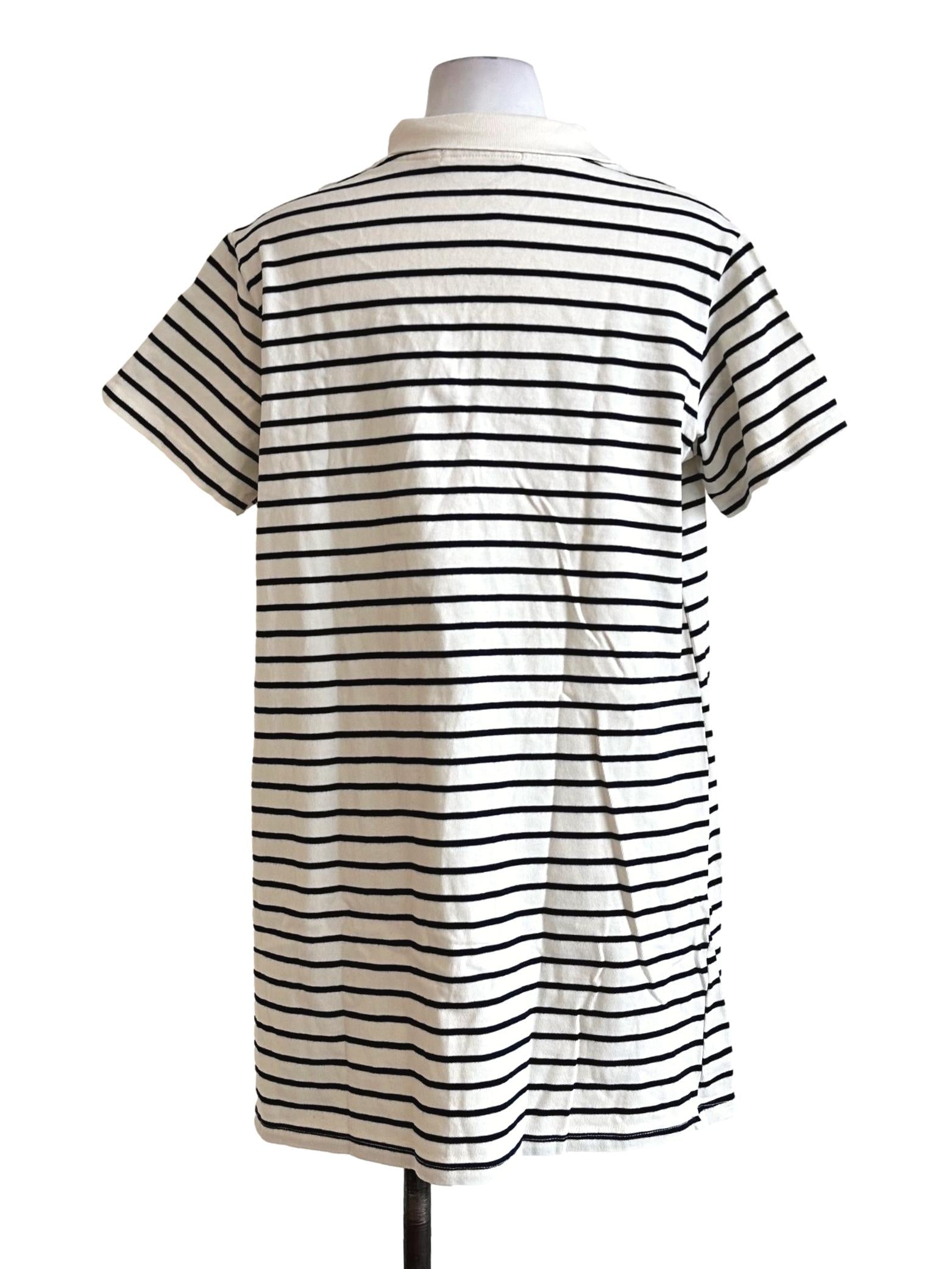 Cream White Stripes Collar Mini Dress