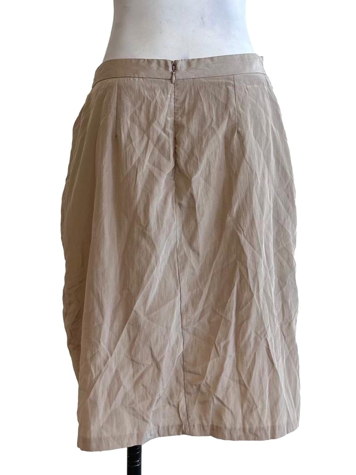 Beige Ring Detail Wrap Skirt