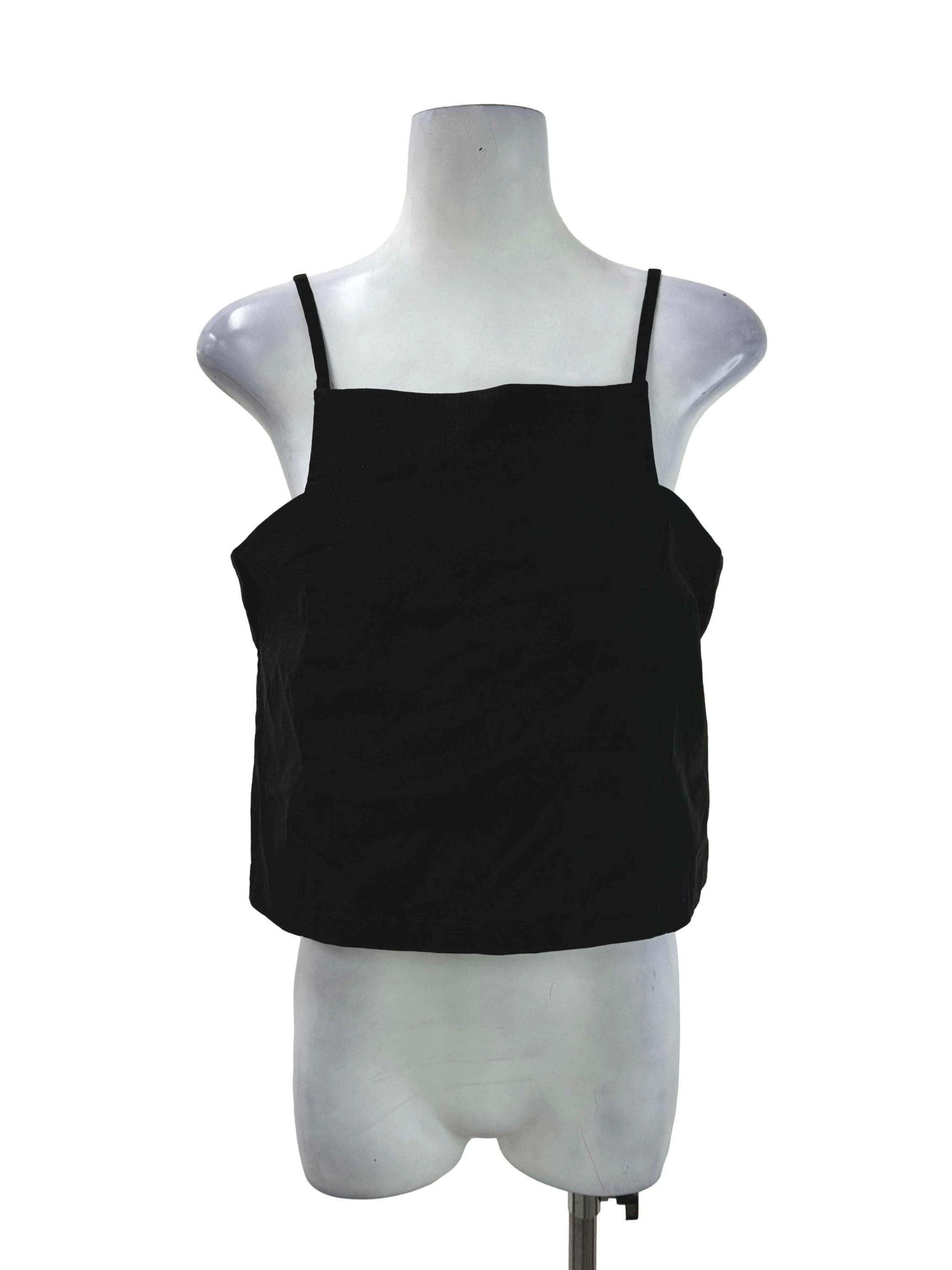 Basic Black Square Neck Sleeveless Top OSN
