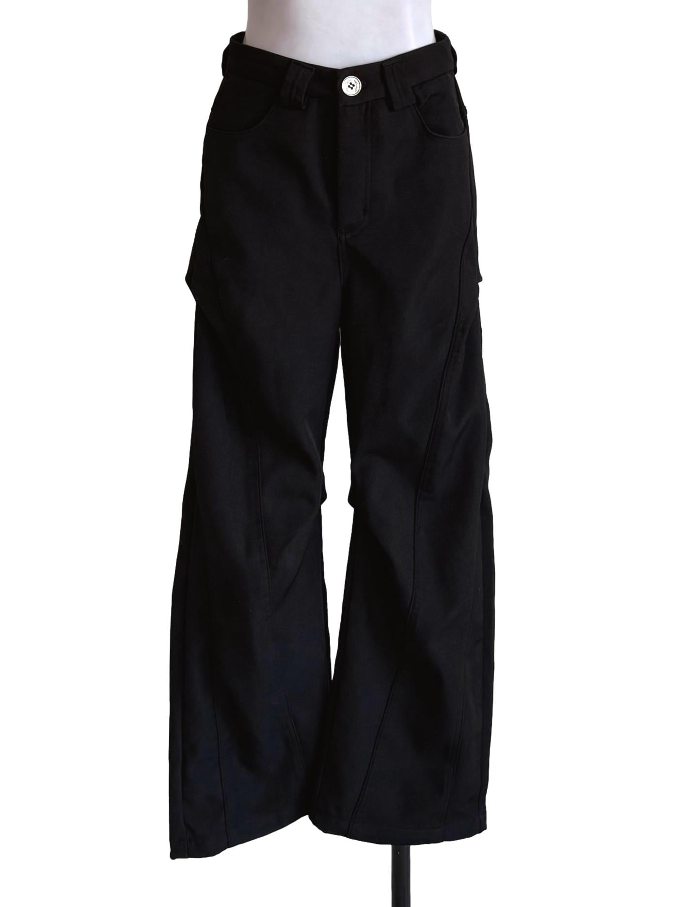 Black Barrel Leg Pants