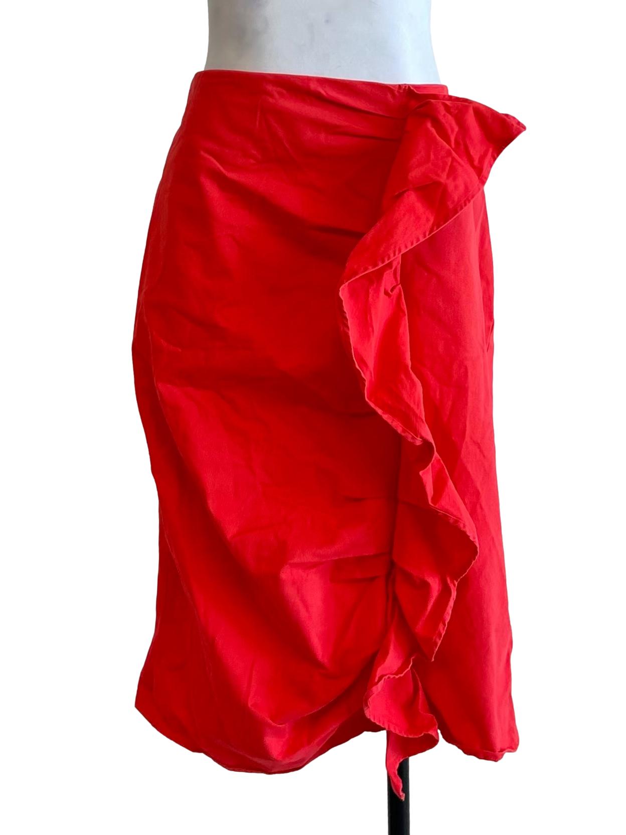 Strawberry Pink Ruffle Front Skirt