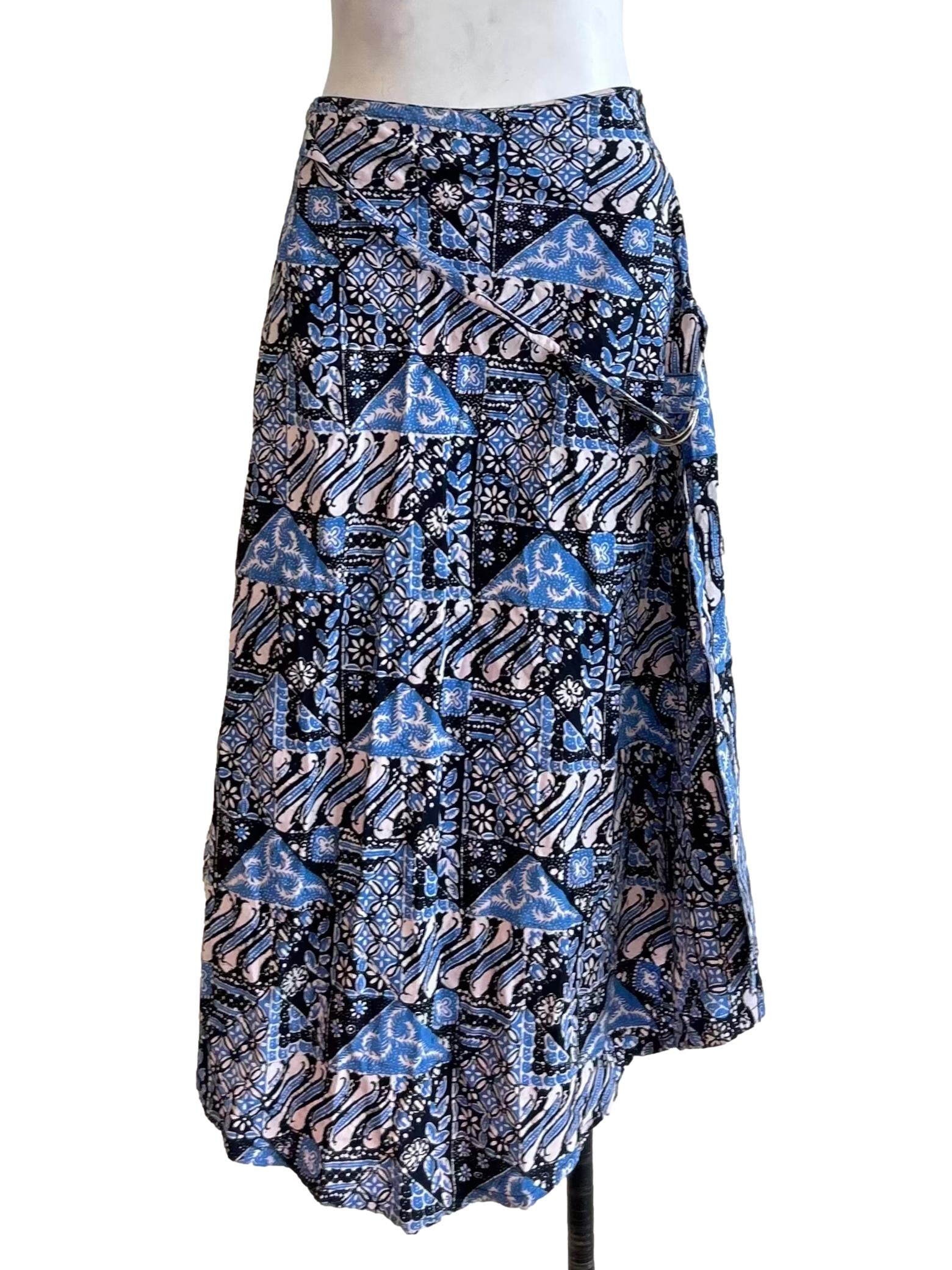 Blue Batik Mosaic Print Skirt