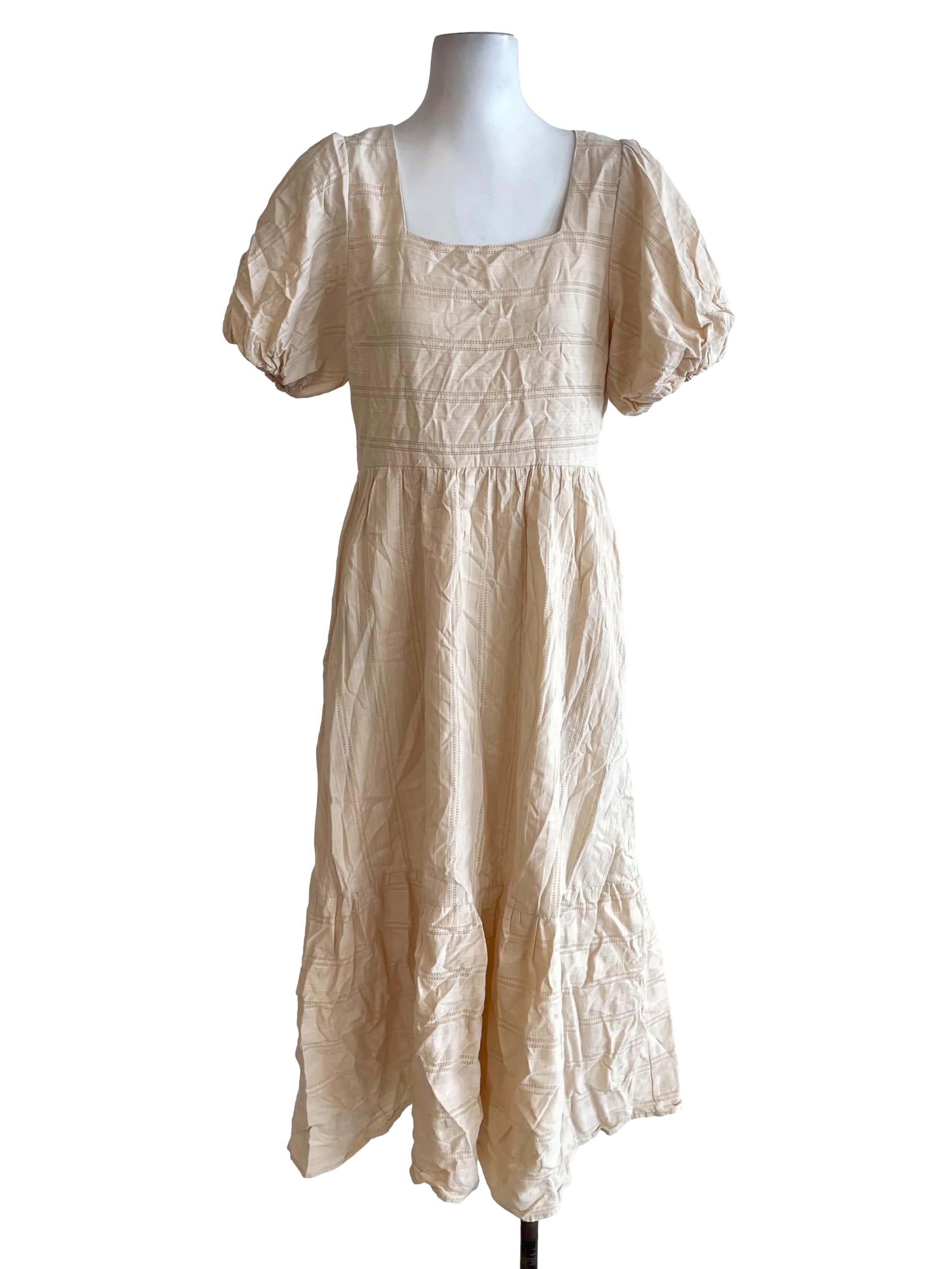Buttermilk Puff Sleeves Lacey Dress