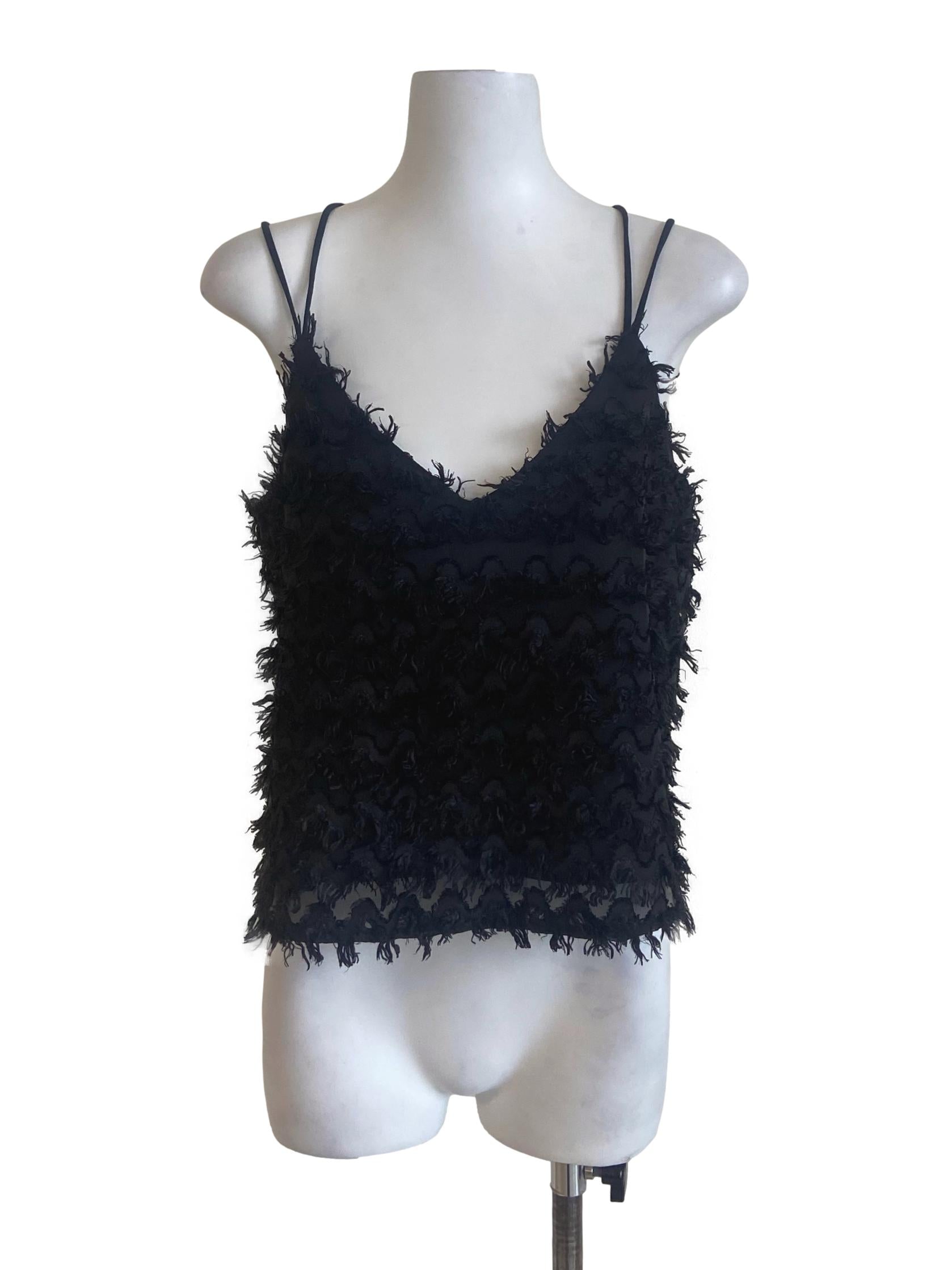 Black Spaghetti Straps Ruffled Top LB