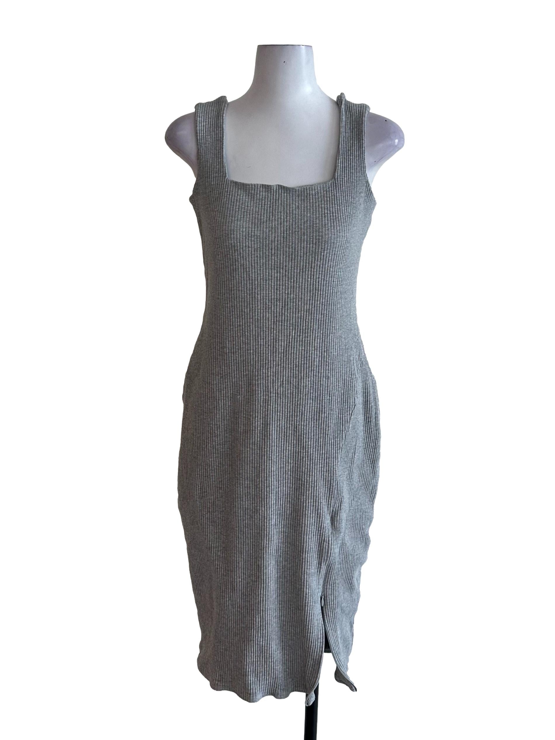 Light Grey Square Neck Knit Dress