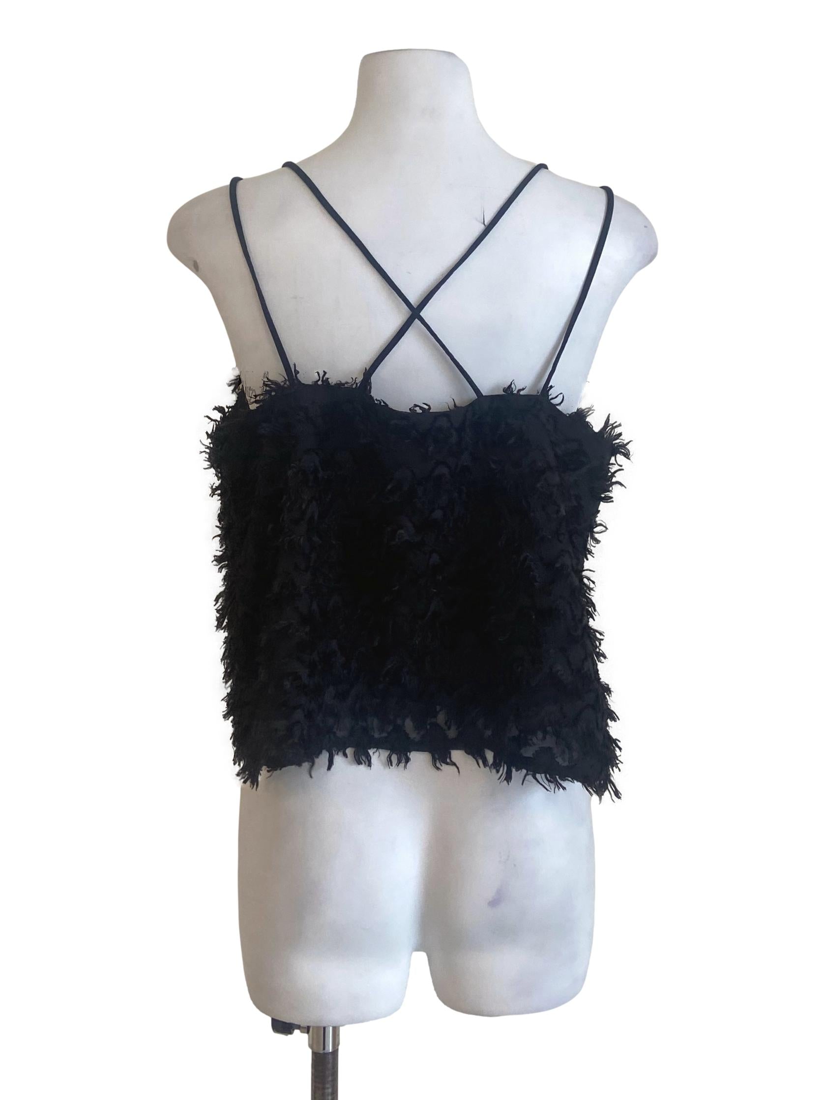 Black Spaghetti Straps Ruffled Top LB