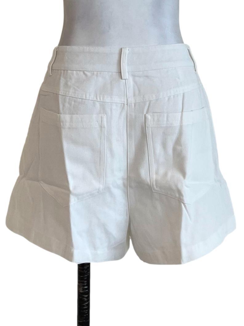 White Isaac Hook Front Cotton Shorts