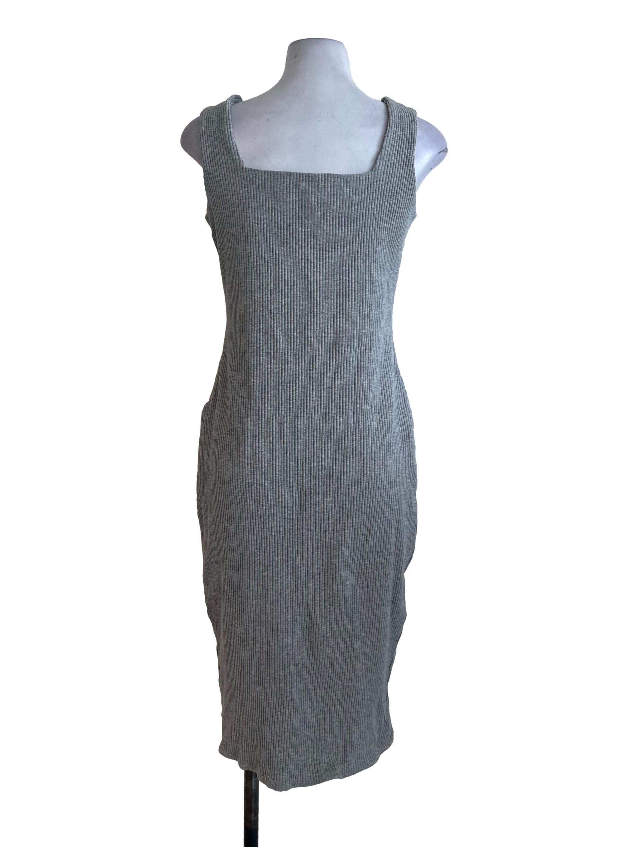 Light Grey Square Neck Knit Dress