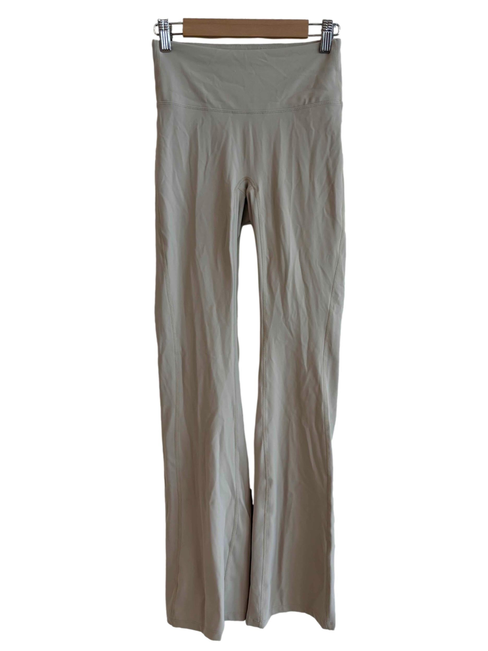 Bone Beige High Waisted Flare Leggings