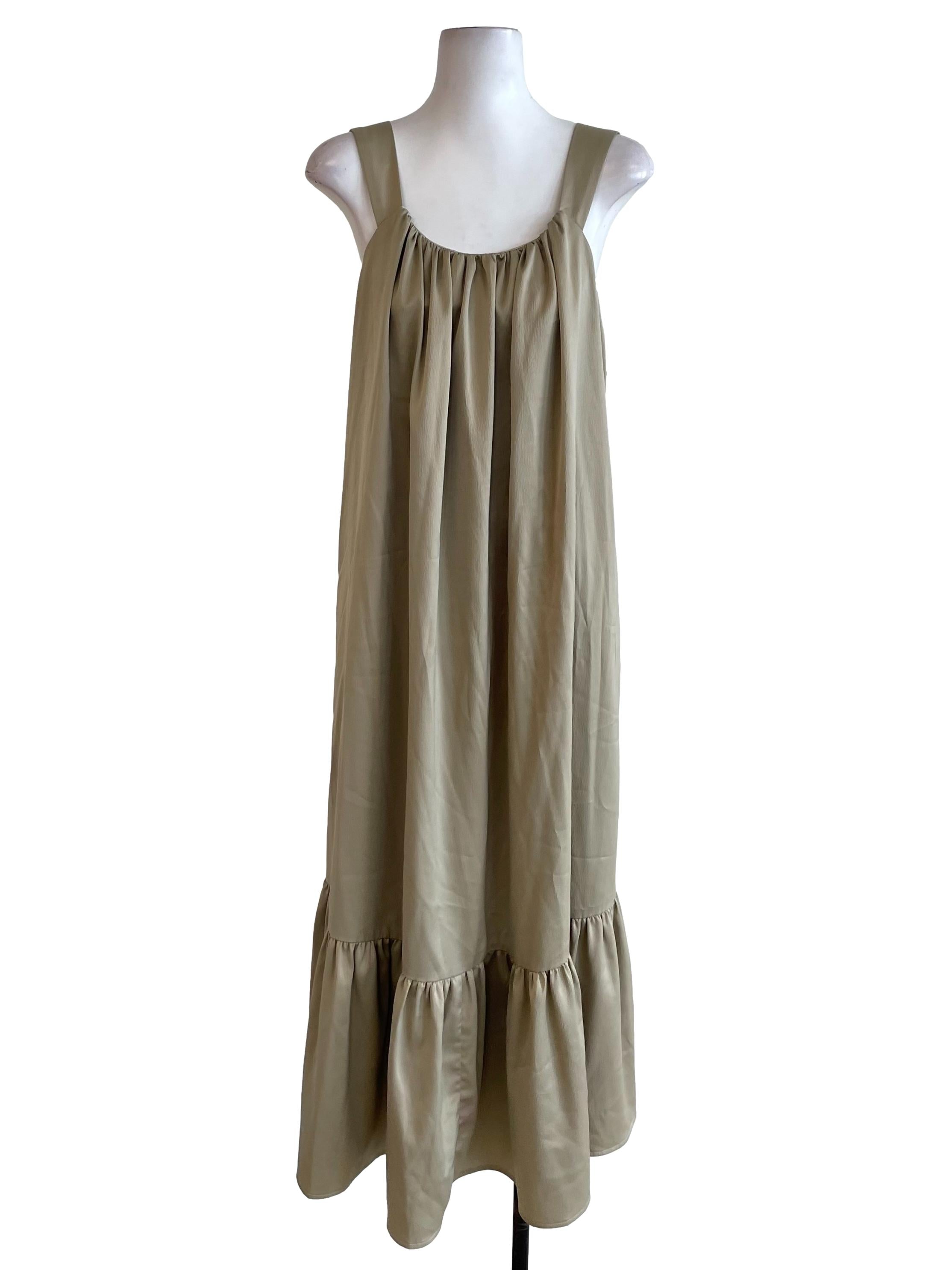 Fawn Satin Draped Tent Dress