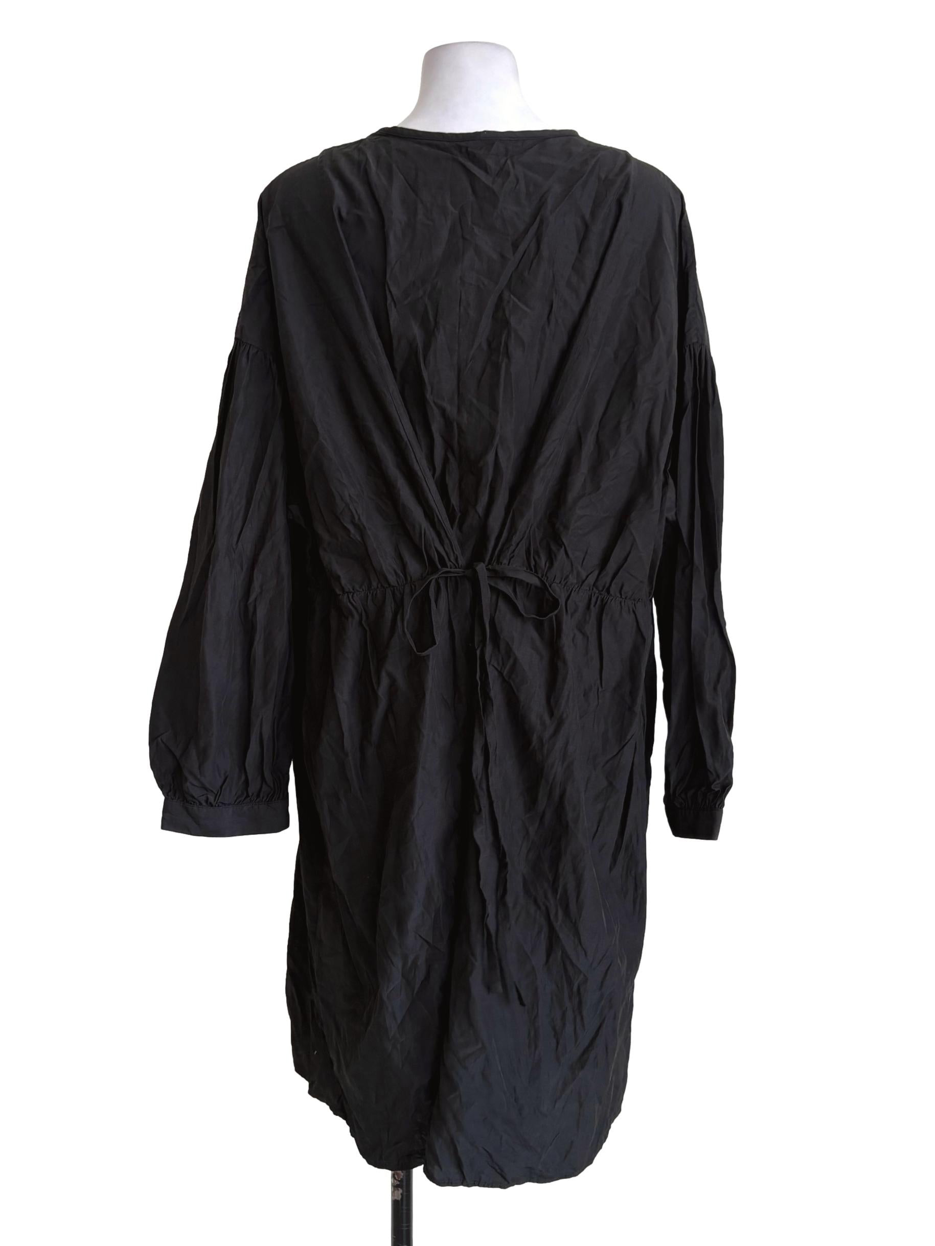 Black Buttoned A-Line Dress