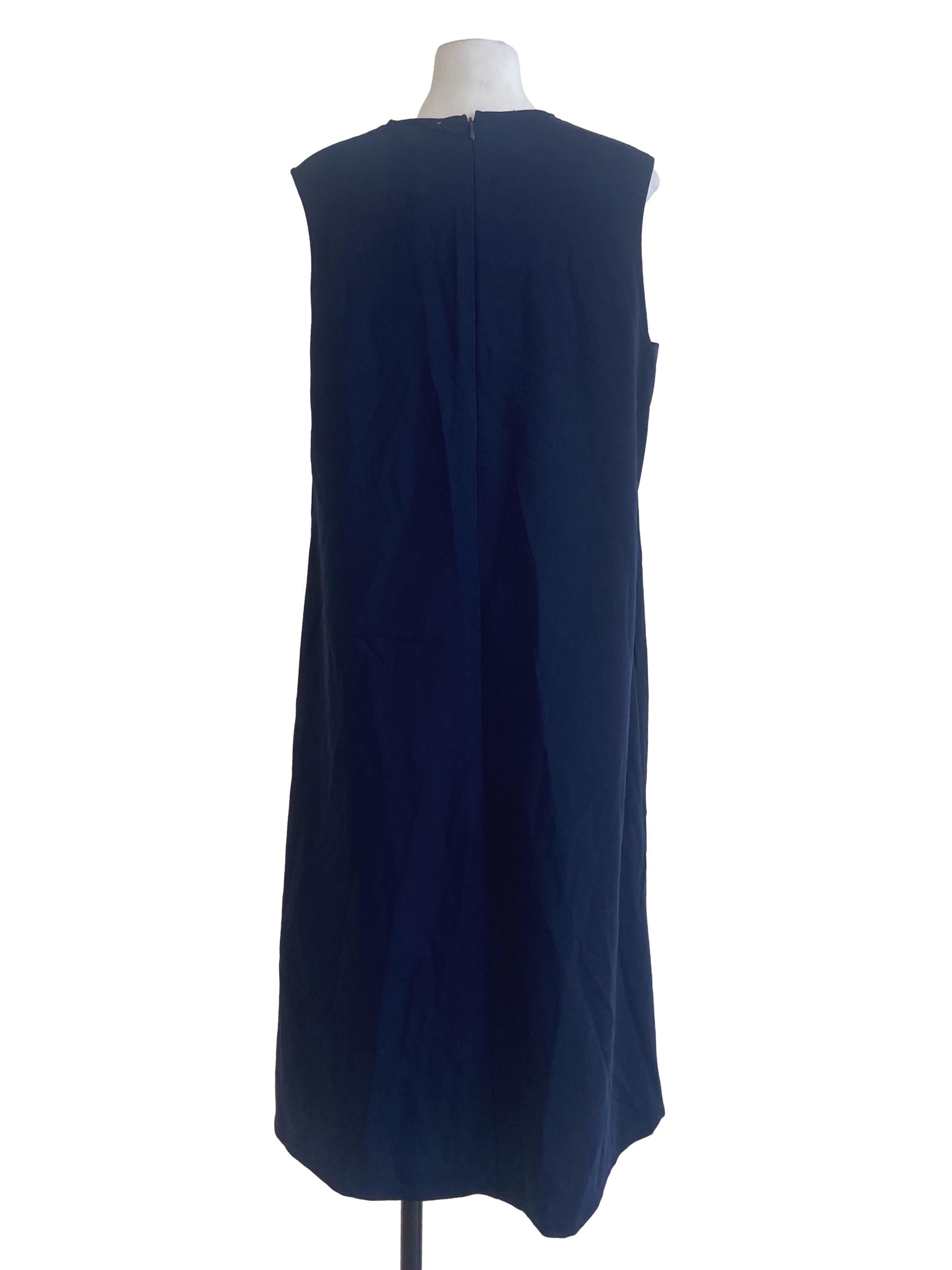 Navy Blue Sleeveless Twill A-Line Dress LB