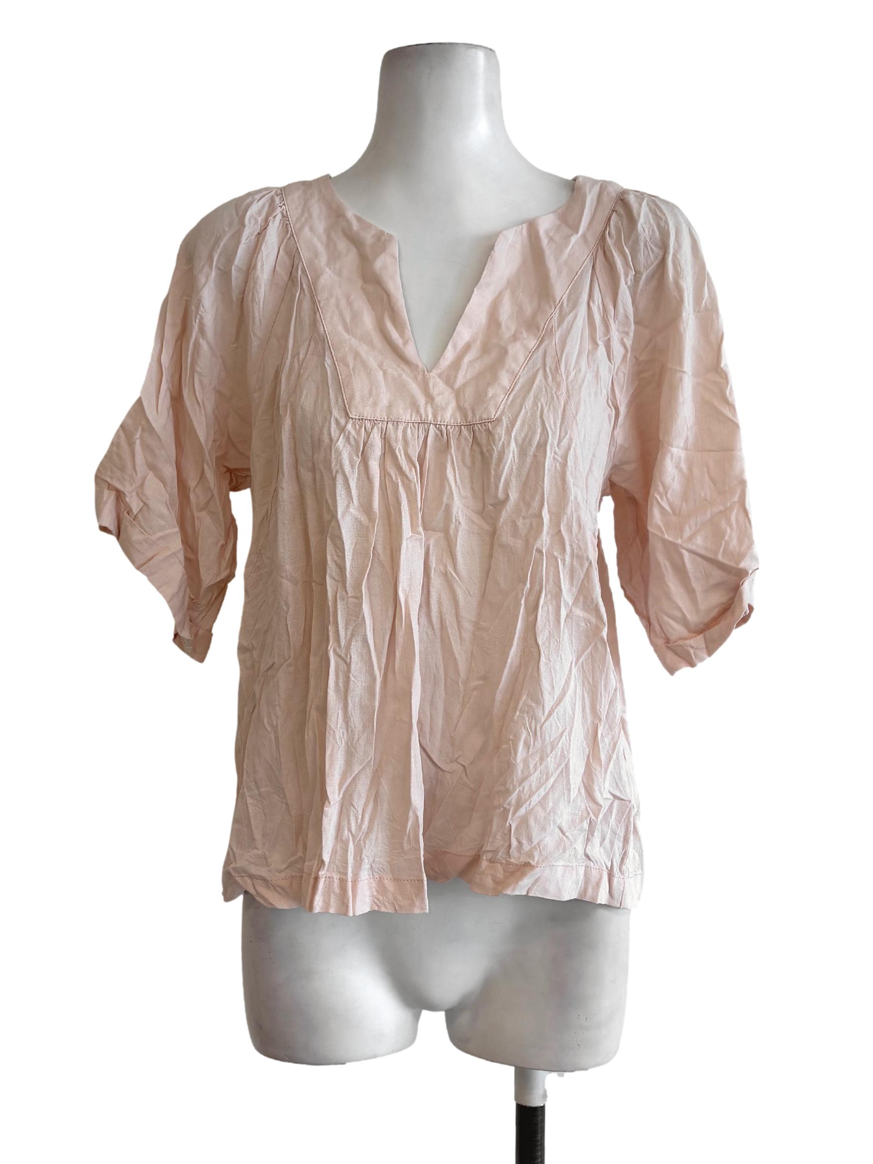 Salmon Pink Peasant Top TWL