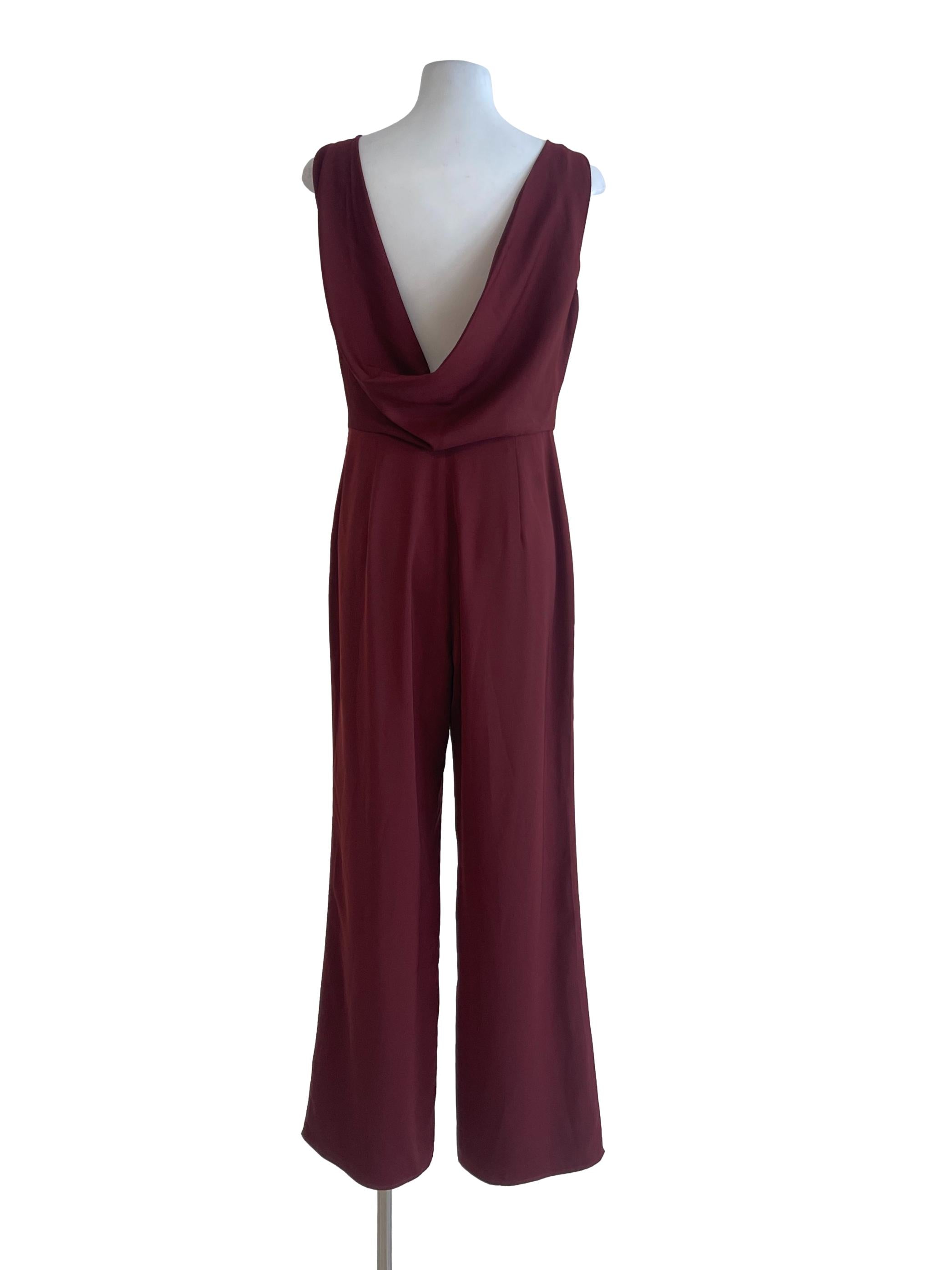 Currant Red Wide U Neck Jumpsuit LB