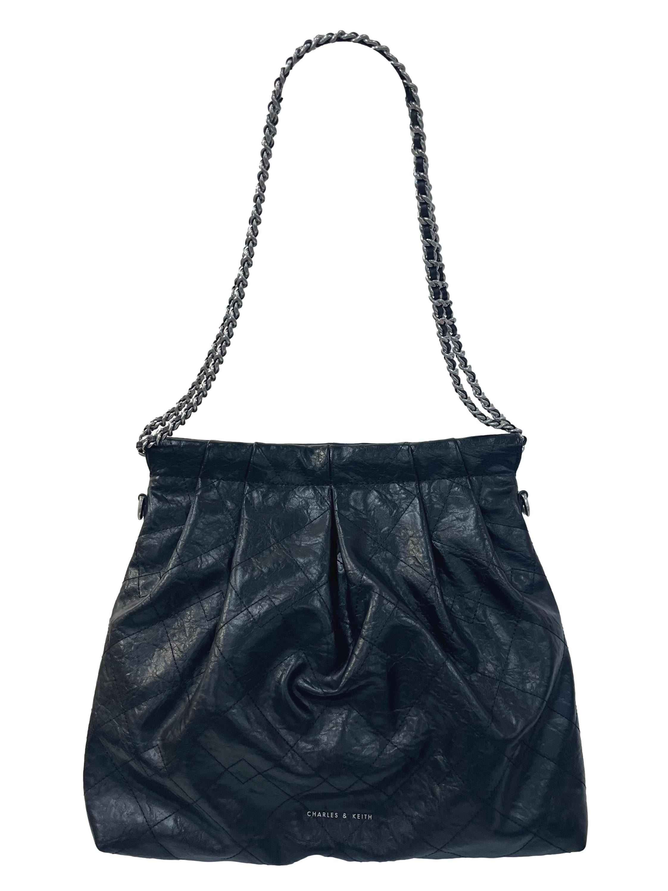 Black Duo Chain Hobo Bag