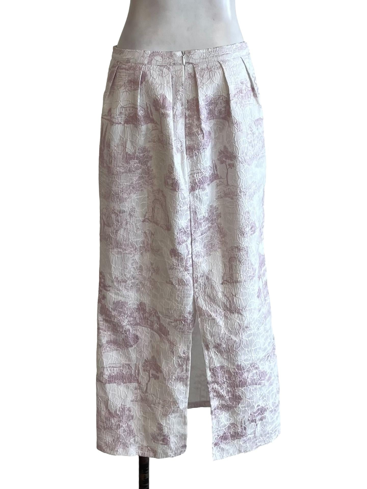 White & Crepe Floral Pegged Skirt