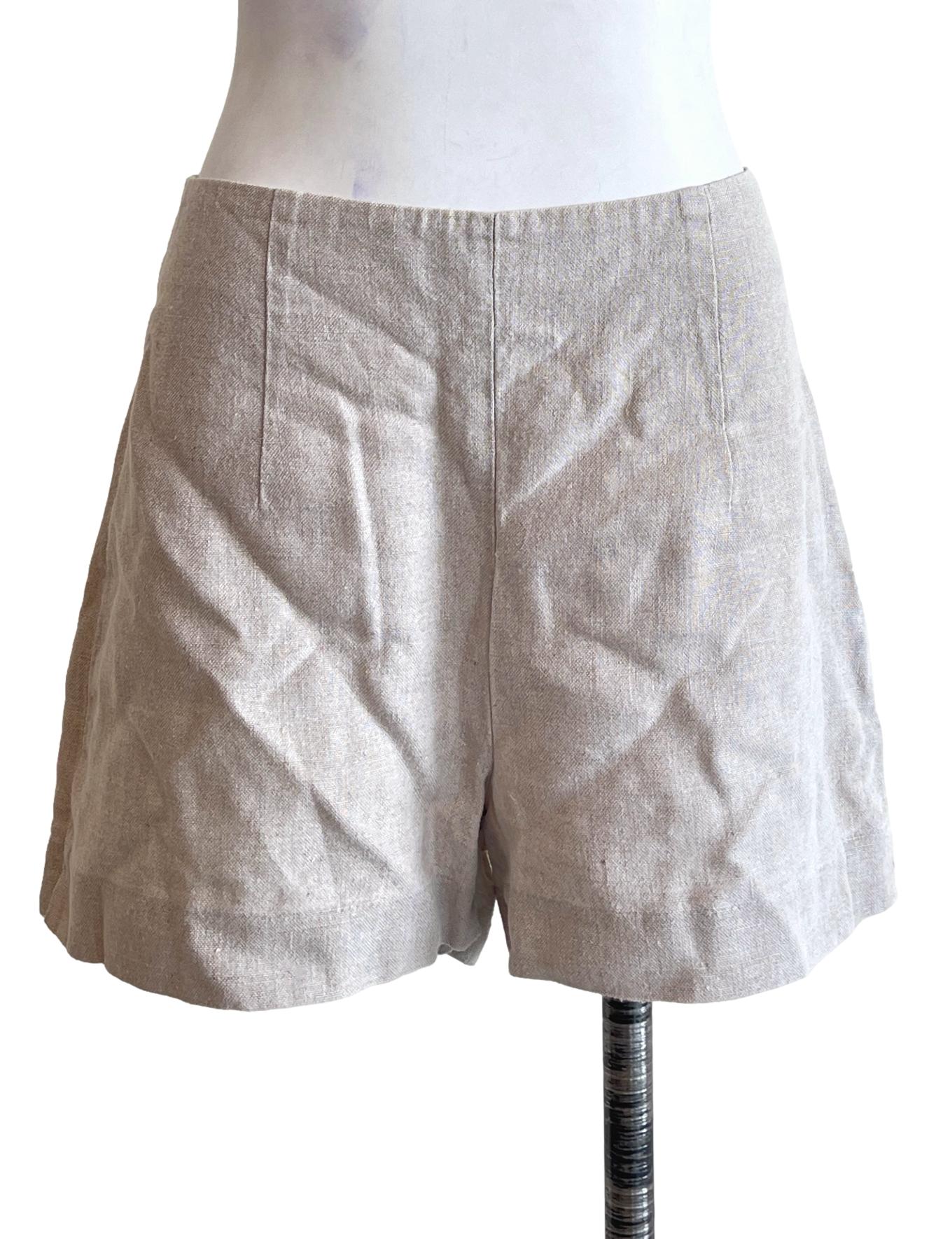 Beige White Boyfriend Short
