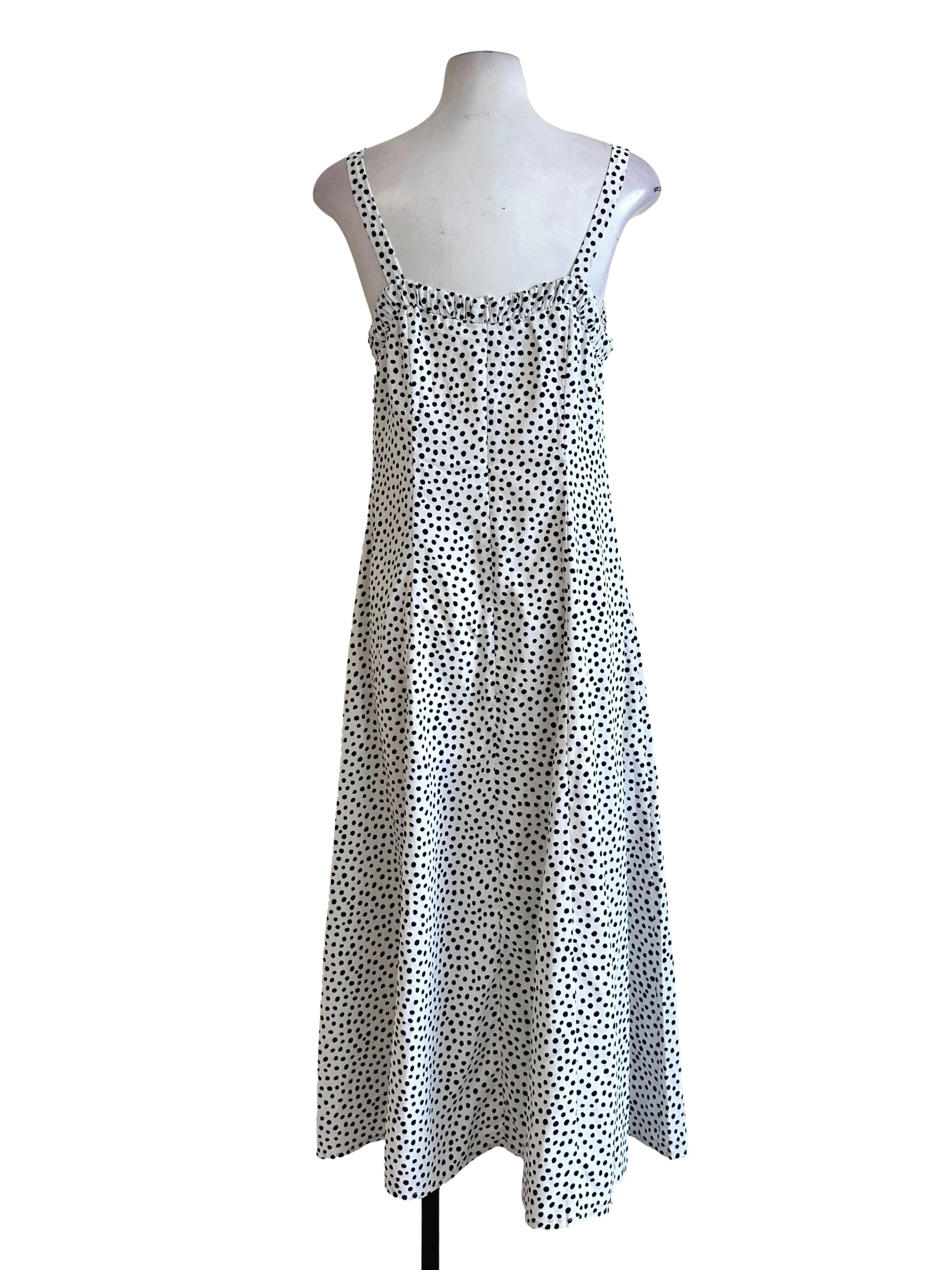 White Polka Dot Slit Dress TWL