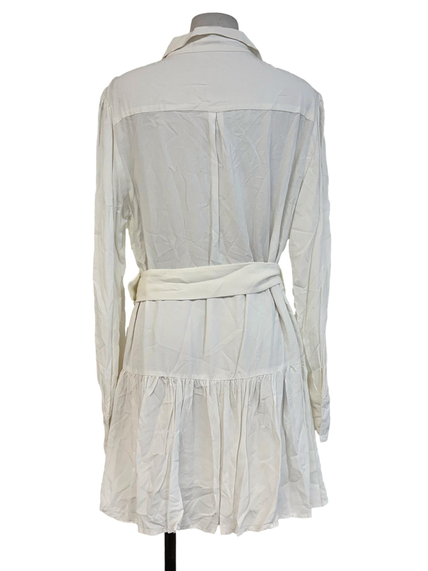 White Plain Belt Dress