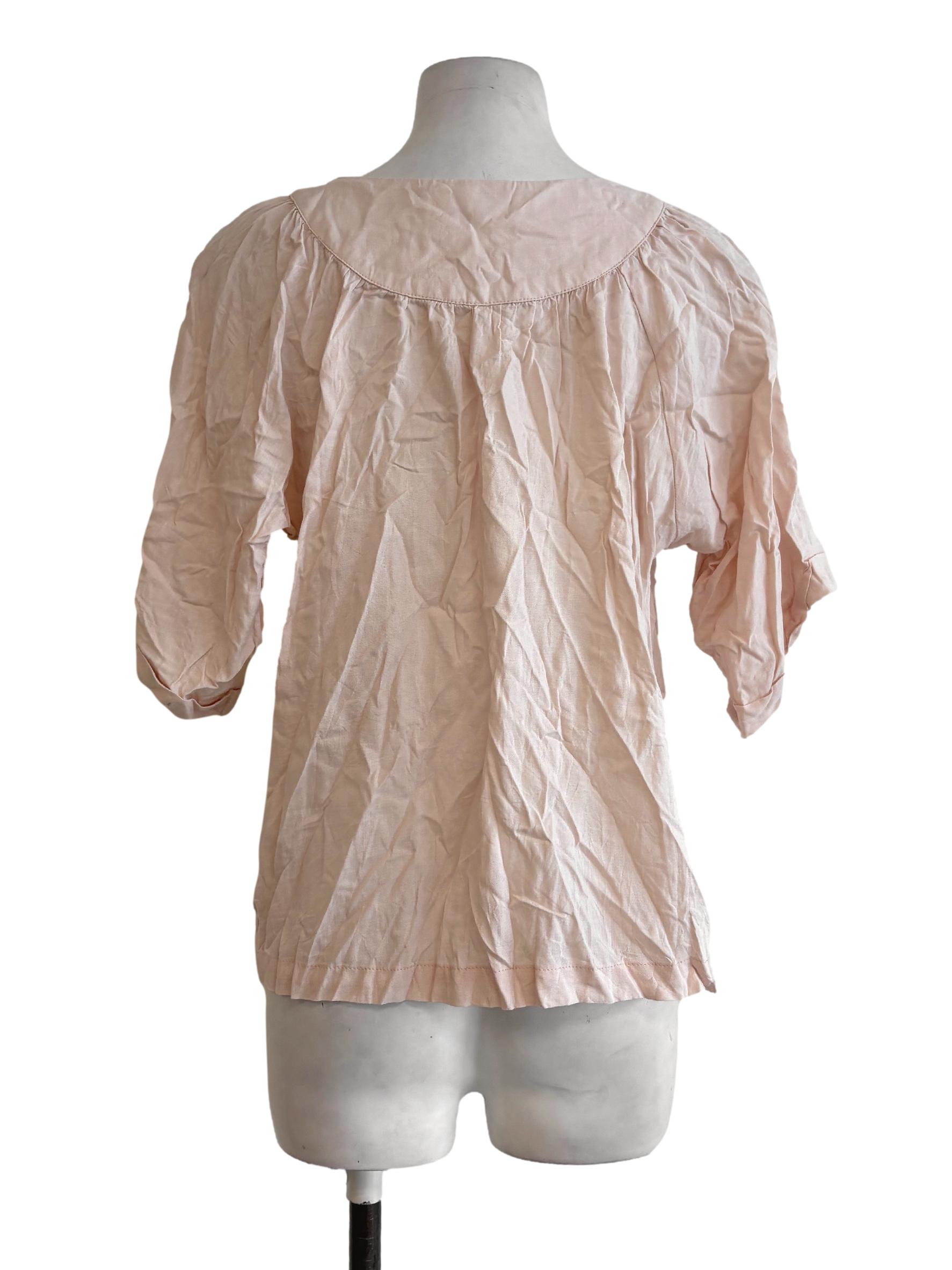 Salmon Pink Peasant Top TWL