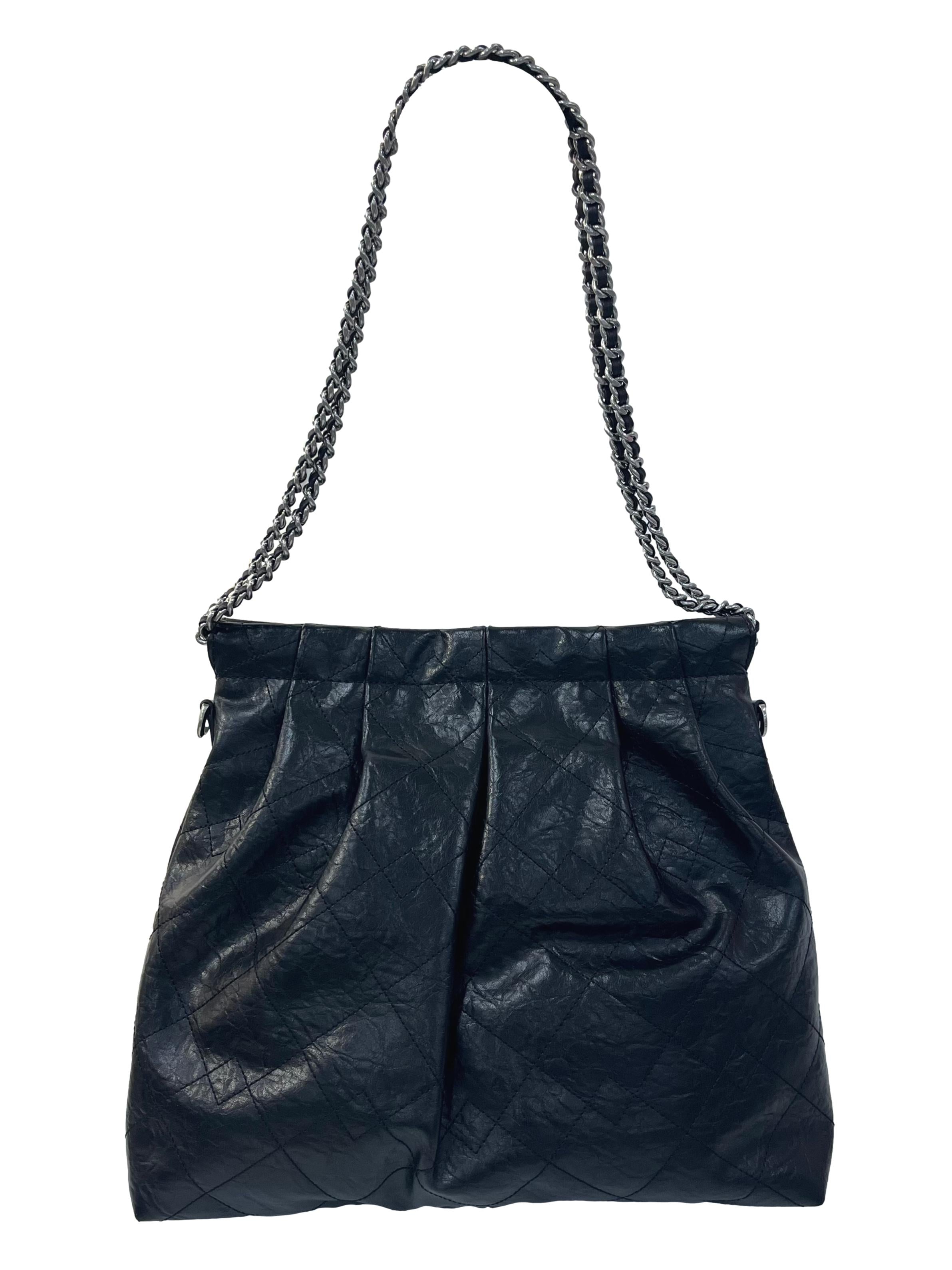 Black Duo Chain Hobo Bag