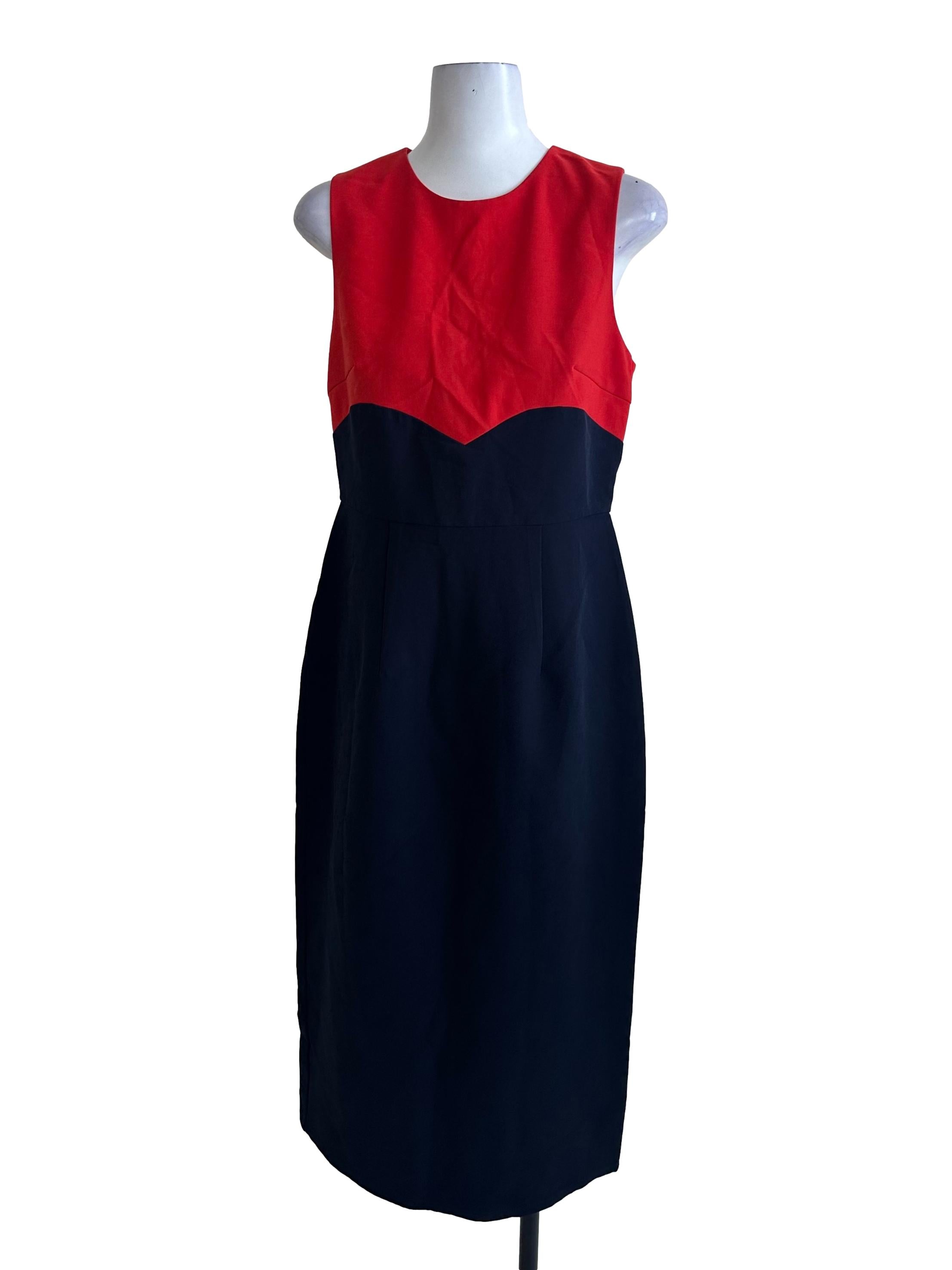 Orange Blue Round Neck Sheath Dress