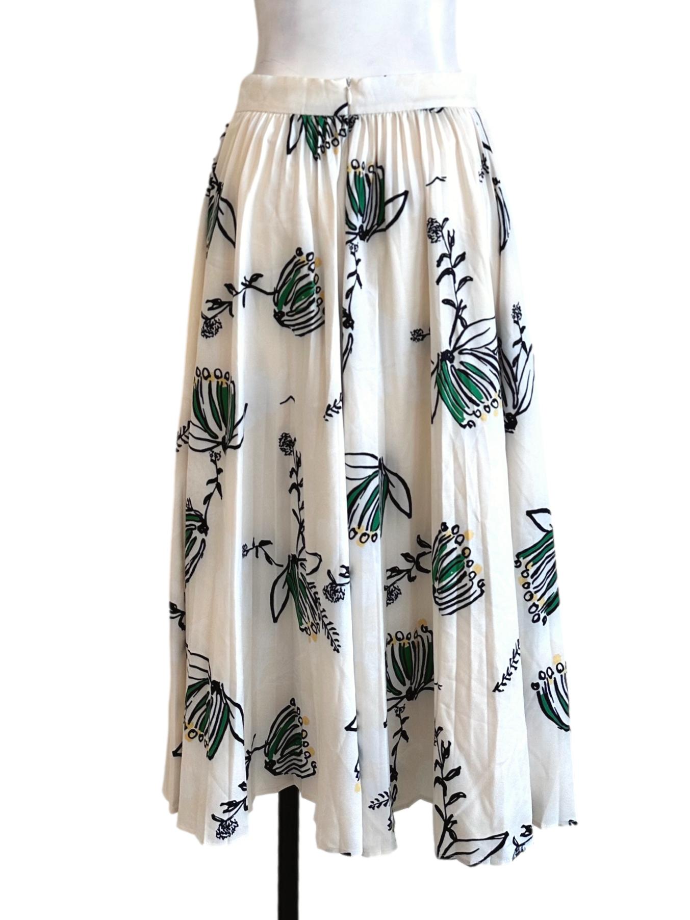 Cream White Floral Printed Skirt LB