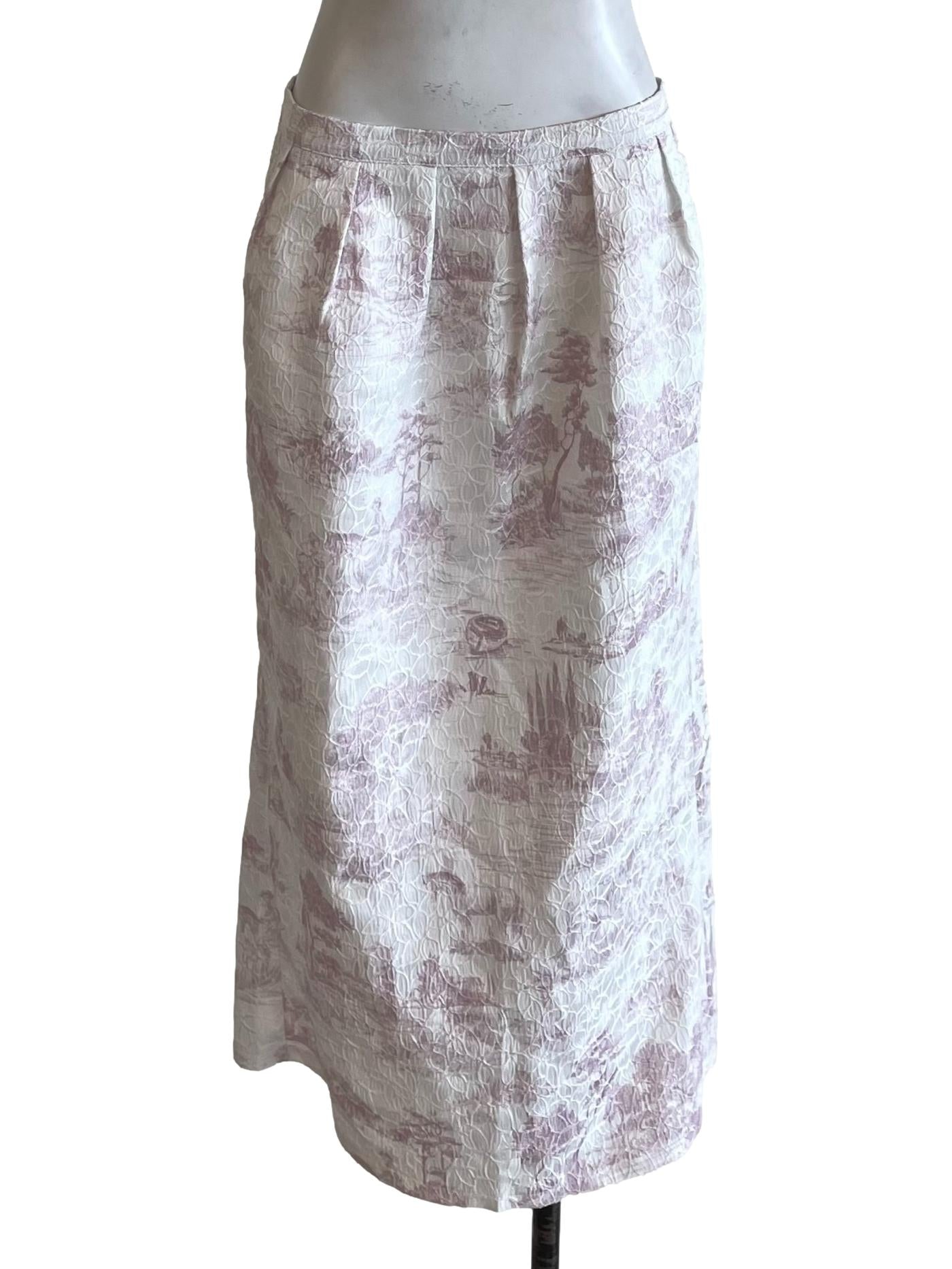 White & Crepe Floral Pegged Skirt