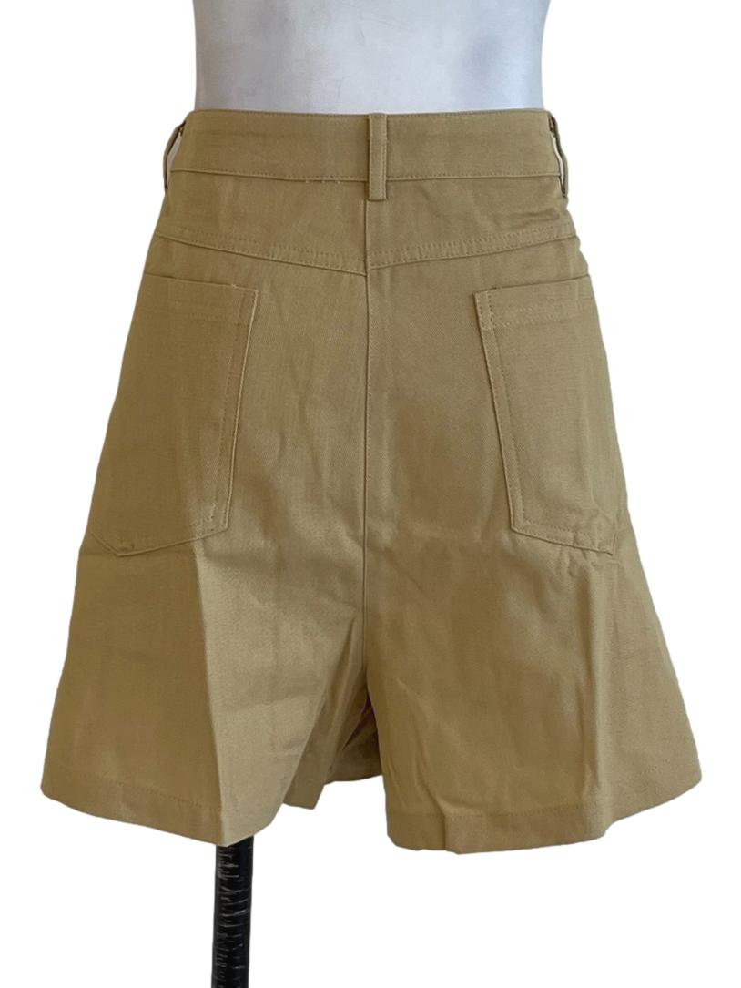Beige Isaac Hook Front Cotton Shorts