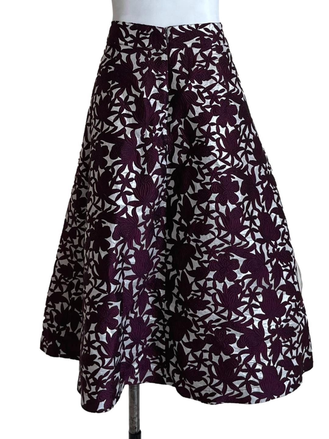 Plum Floral Jacquard Skirt