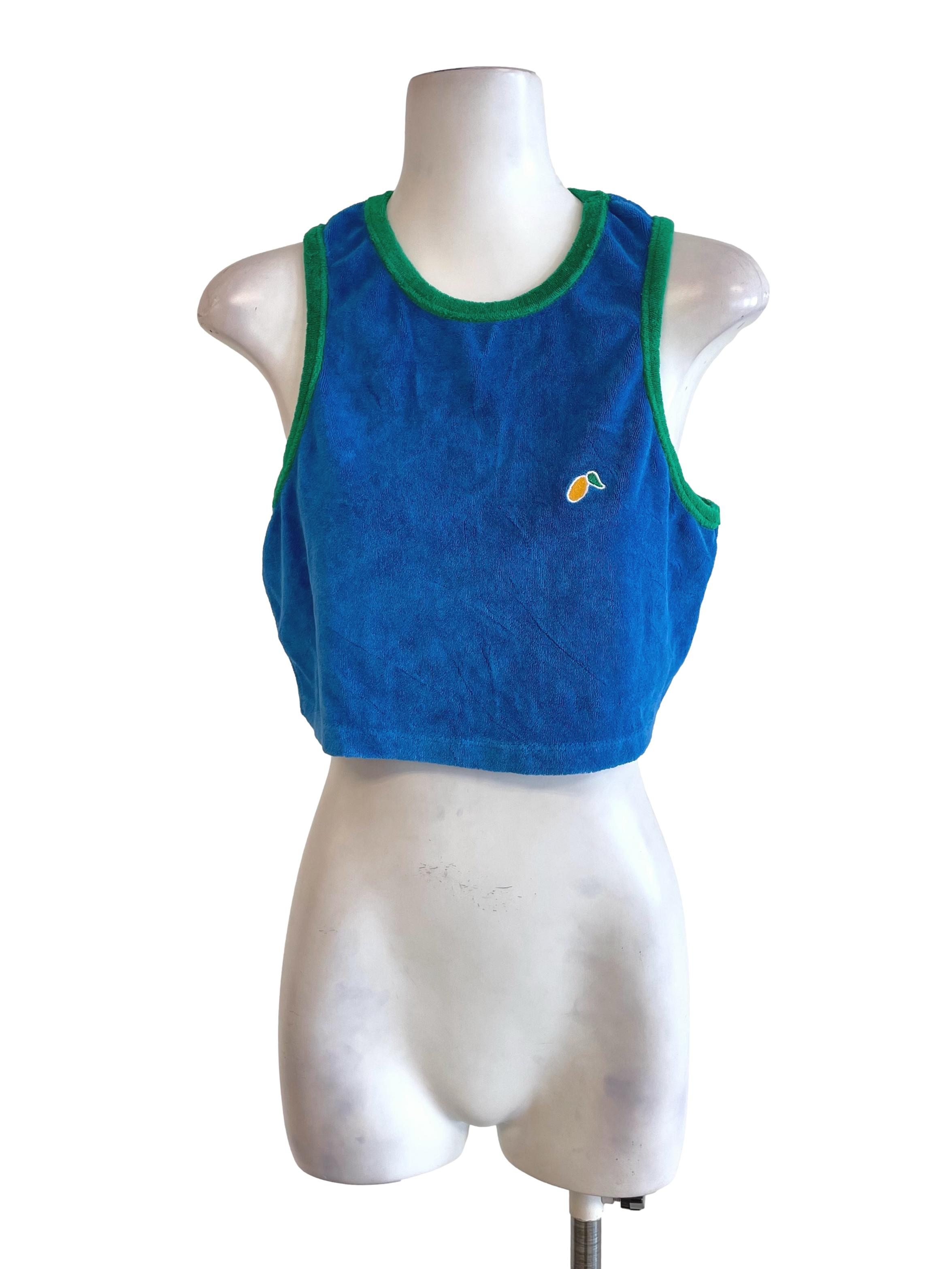 Blue & Green Towel Crop Tank Top