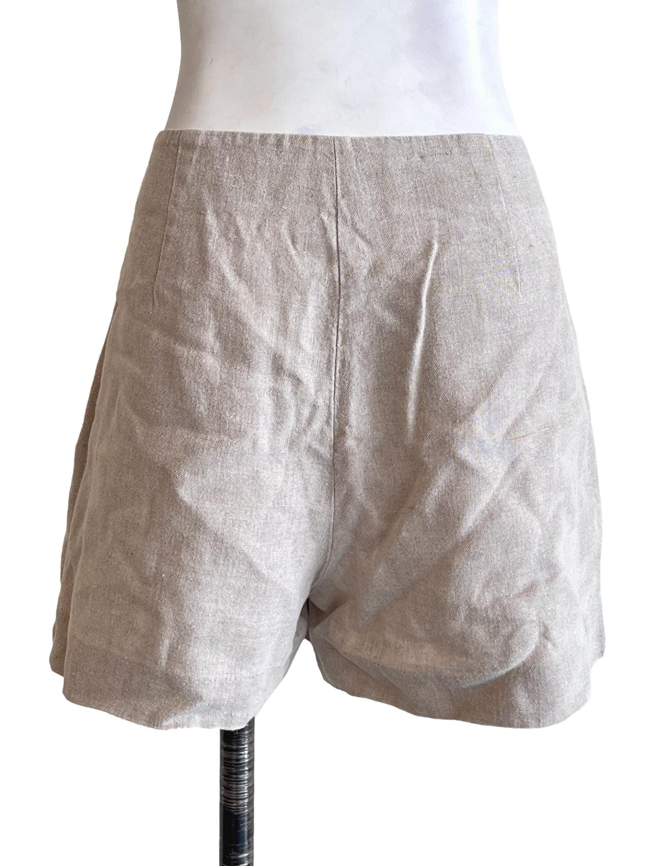 Beige White Boyfriend Short