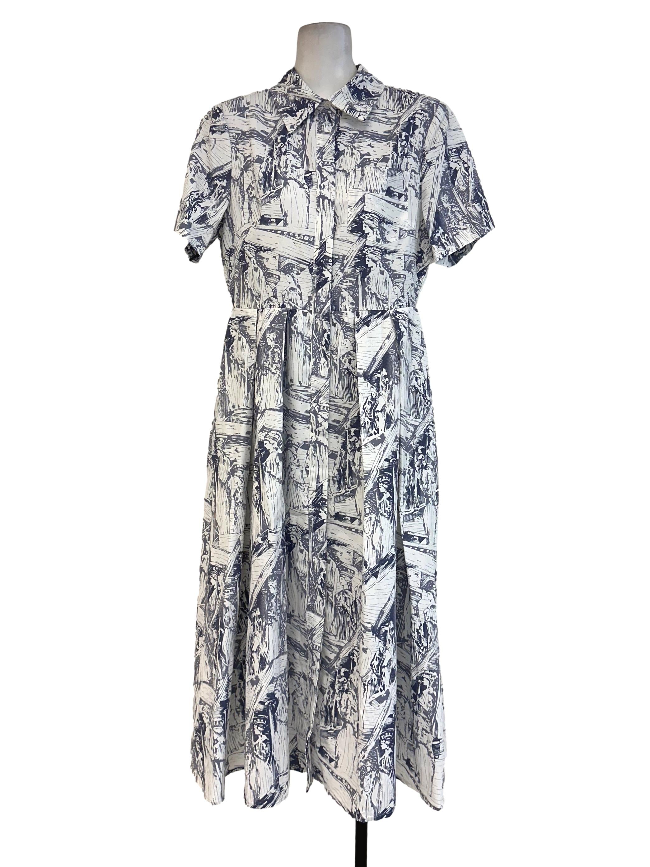 Grey Printed Shirt Dress