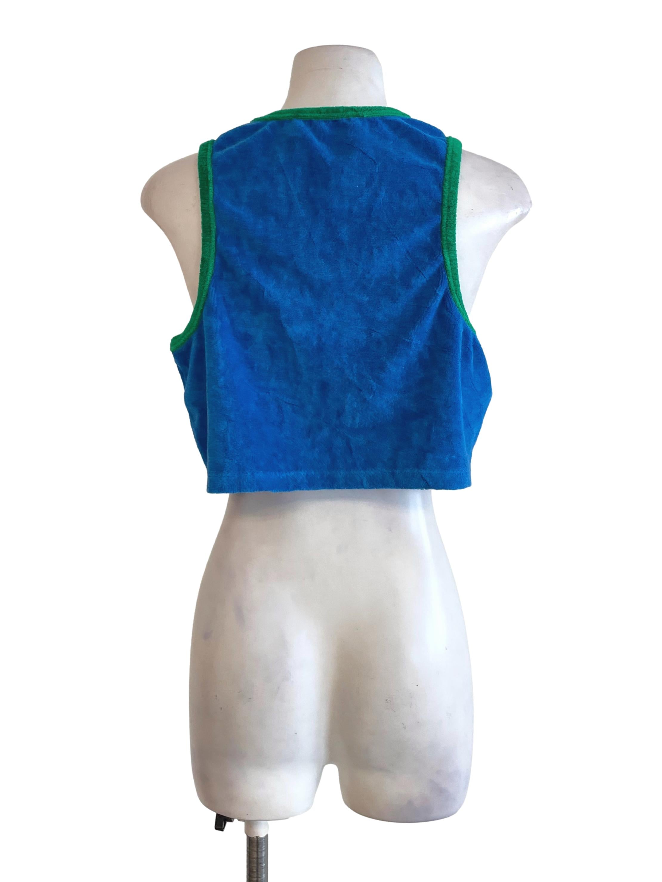 Blue & Green Towel Crop Tank Top